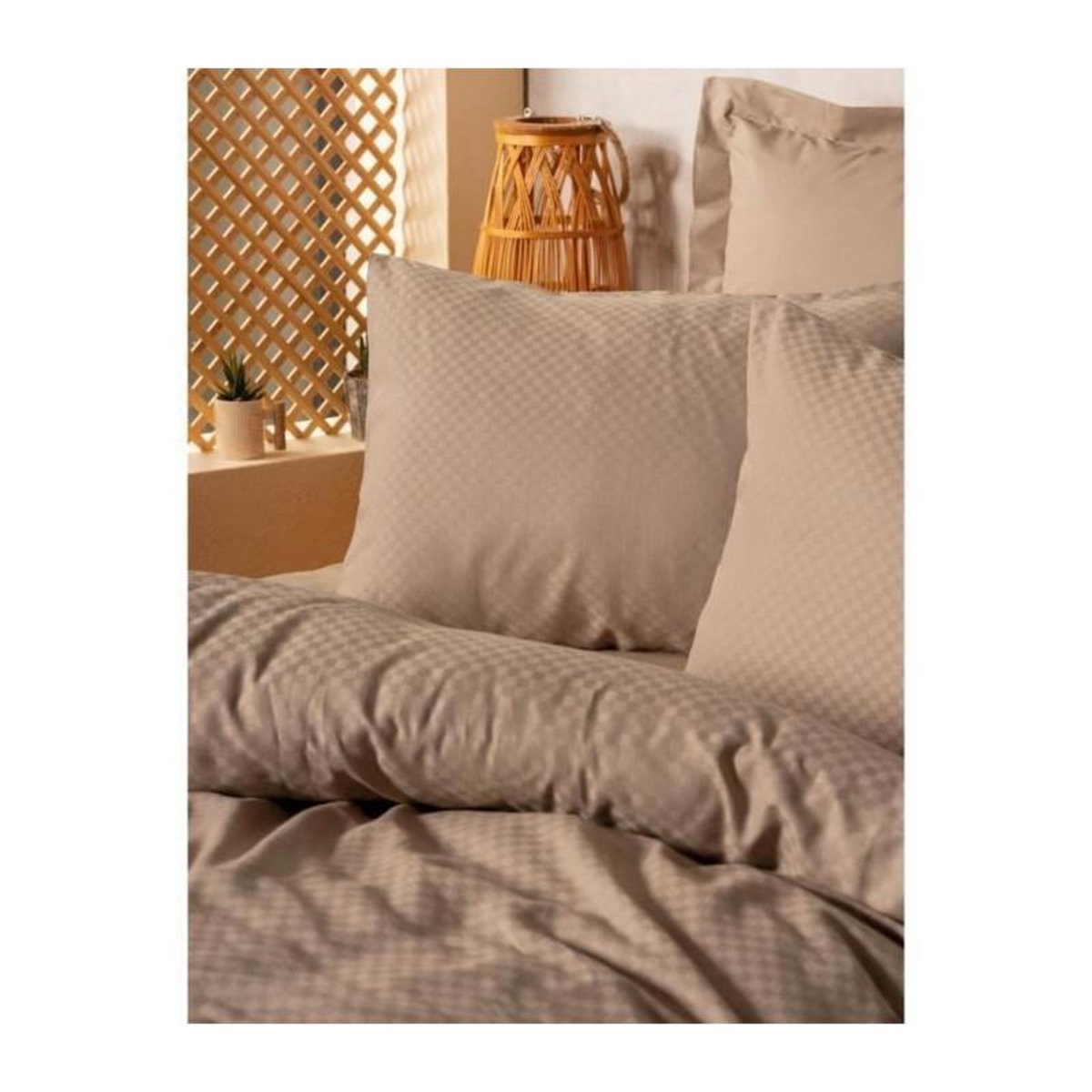 GENERIQUE Parure de lit - 129CTN64624 - 1 housse de couette 220 x 240 cm + 2 taies d'oreiller 60 x 60 cm - 100% coton ranforcé - Vison