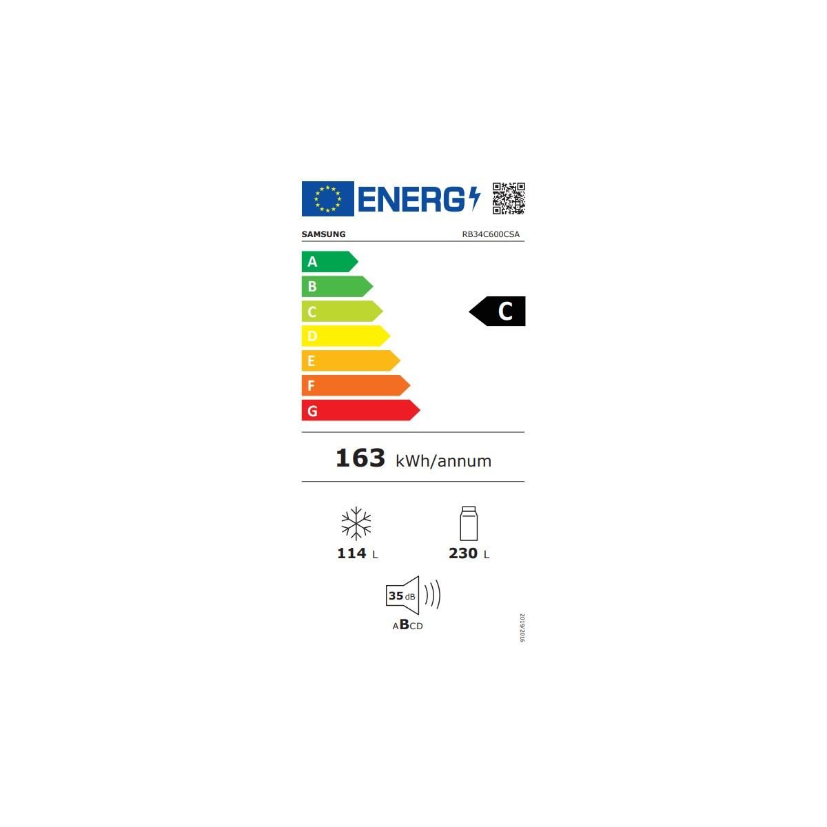 Samsung Réfrigérateur combiné 60cm 344l nofrost inox - RB34C600CSA