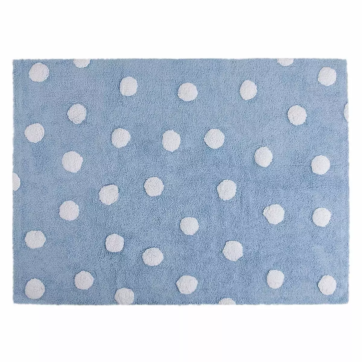 Lorena Canals Tapis coton motif pois - bleu - 120 x 160