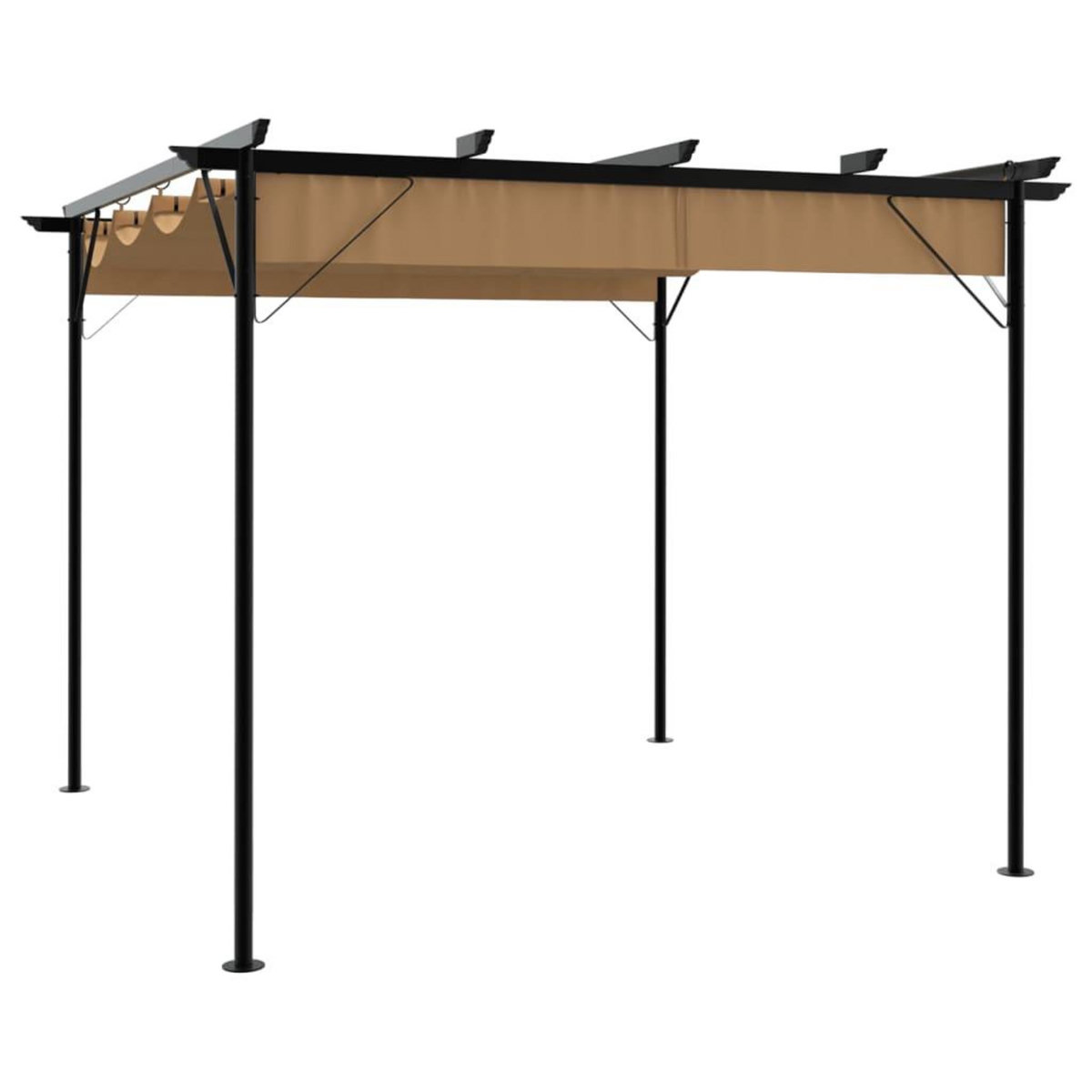 VIDAXL Pergola avec toit retractable taupe 3x3 m acier 180 g/m^2