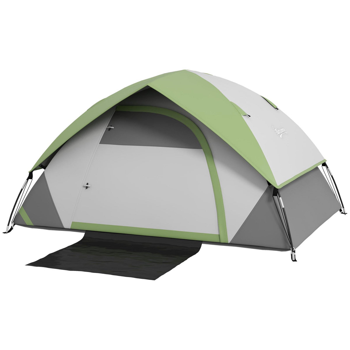 OUTSUNNY Tente de camping 2 personnes dôme étanchéité 3000 mm tapis de sol sac transport vert gris