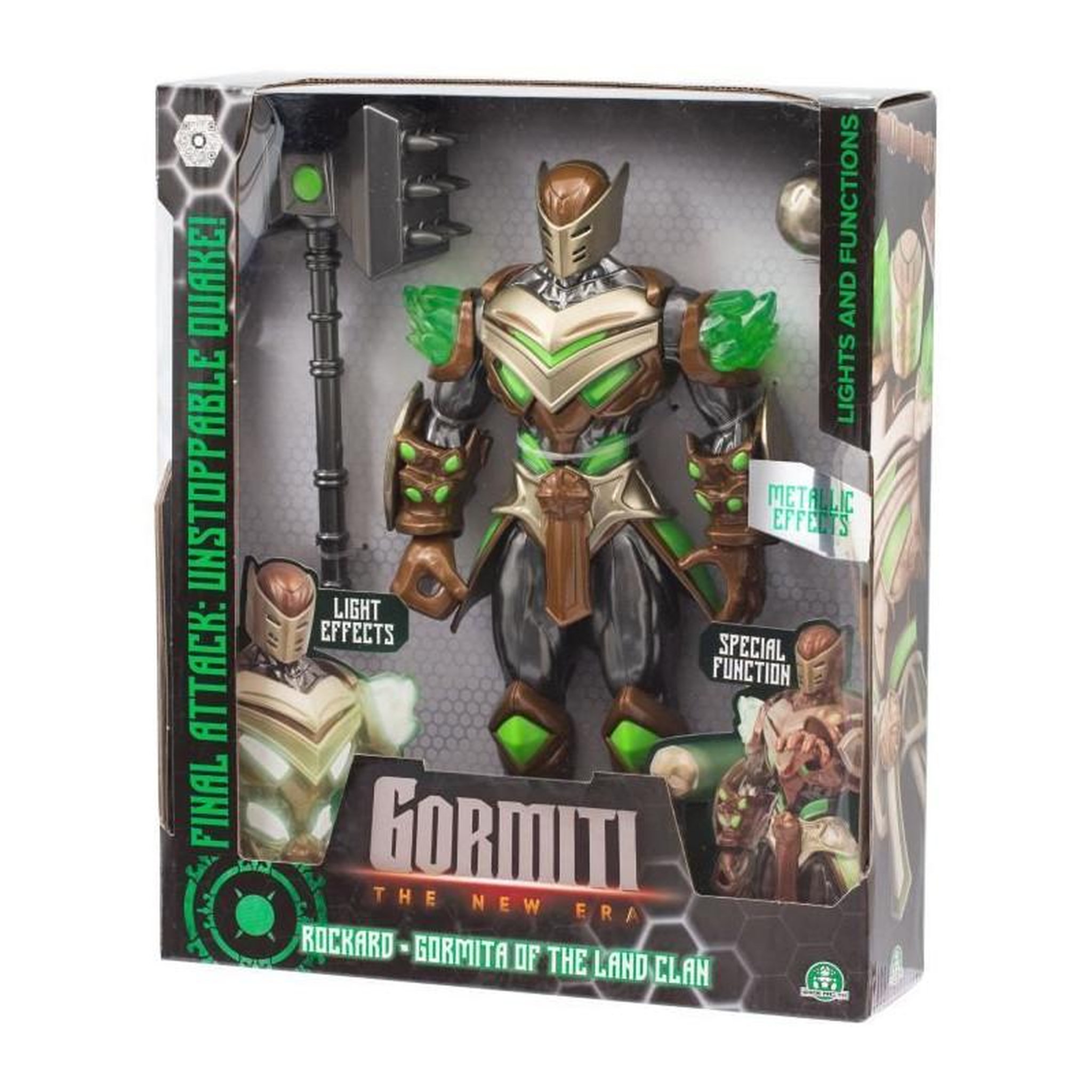 Voir la diapositive 1 : GENERIQUE Figurine articulée - GORMITI - Gormiti avec attaque lumineuse Terre - Rockard - 27 cm - a partir de 4 ans - GRV074