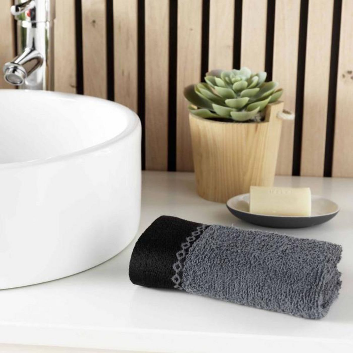 Paris Prix Serviette d'Invité  Majesty  30x50cm Anthracite