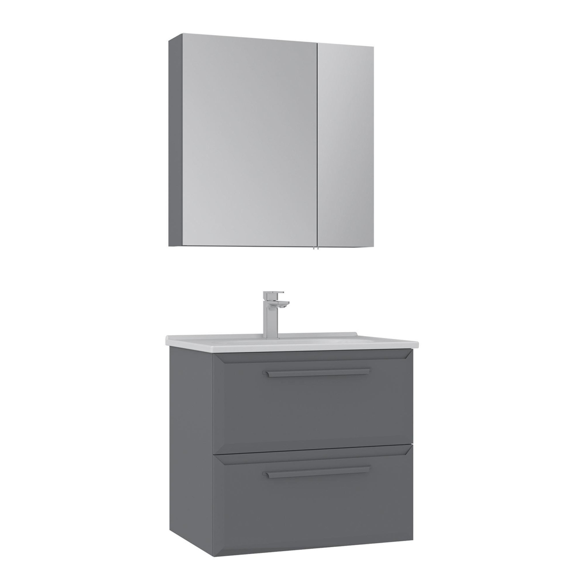 Habitat et Jardin Meuble avec simple vasque et miroir  Nuvola 65 v2  - 65 x 50 x 62 cm - Grey