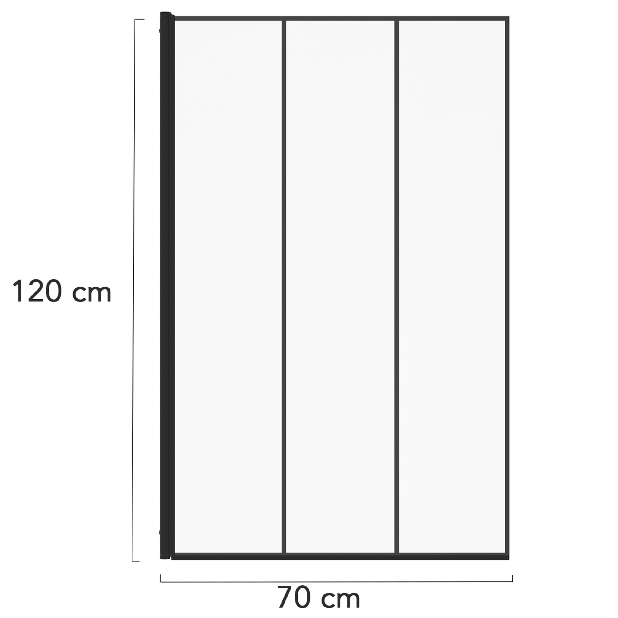 Voir la diapositive 5 : ID MARKET Pare baignoire 1 volet 70x120 cm sérigraphié effet verrière avec profilé en aluminium noir
