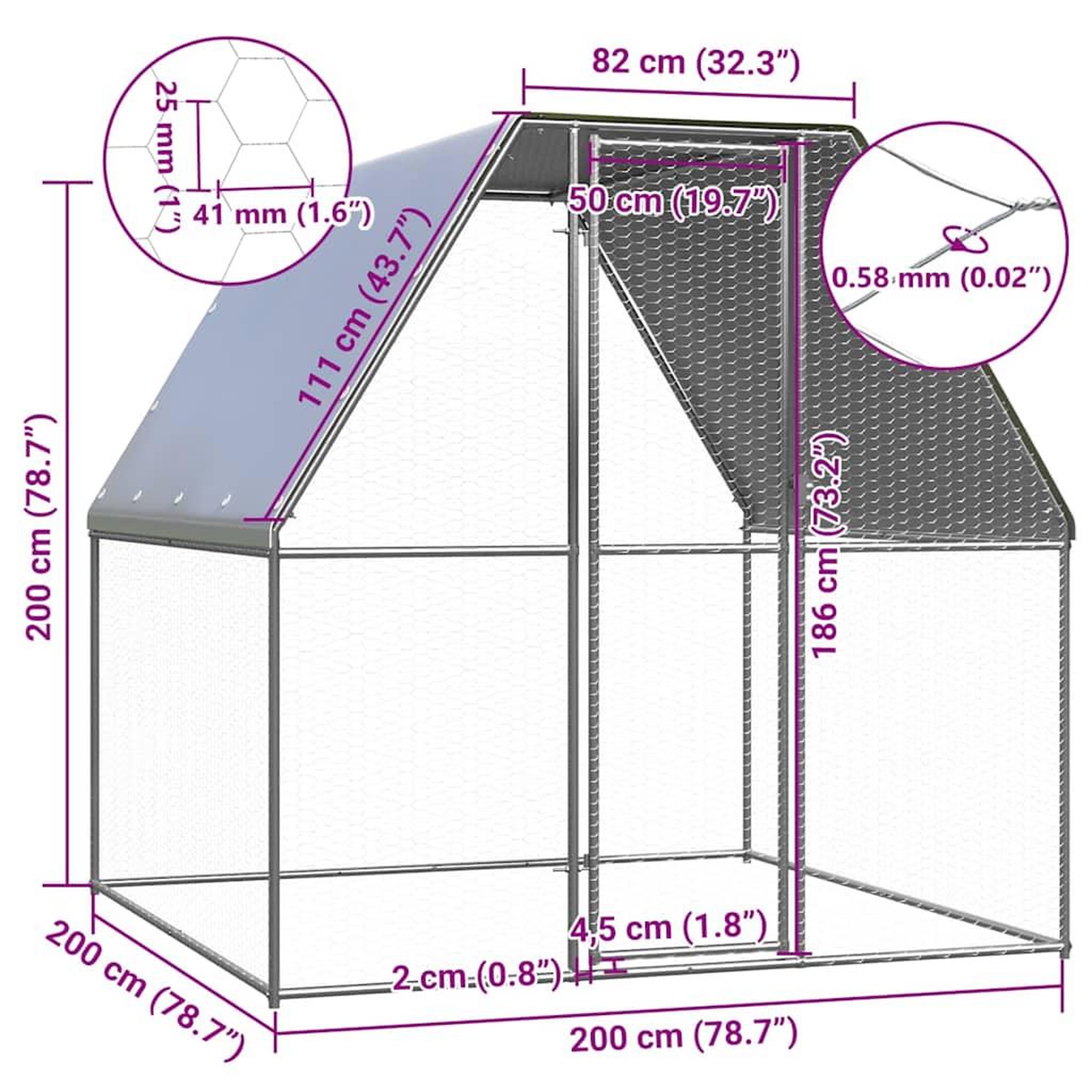 Voir la diapositive 6 : VIDAXL Poulailler argente et gris 2x2x2 m acier galvanise