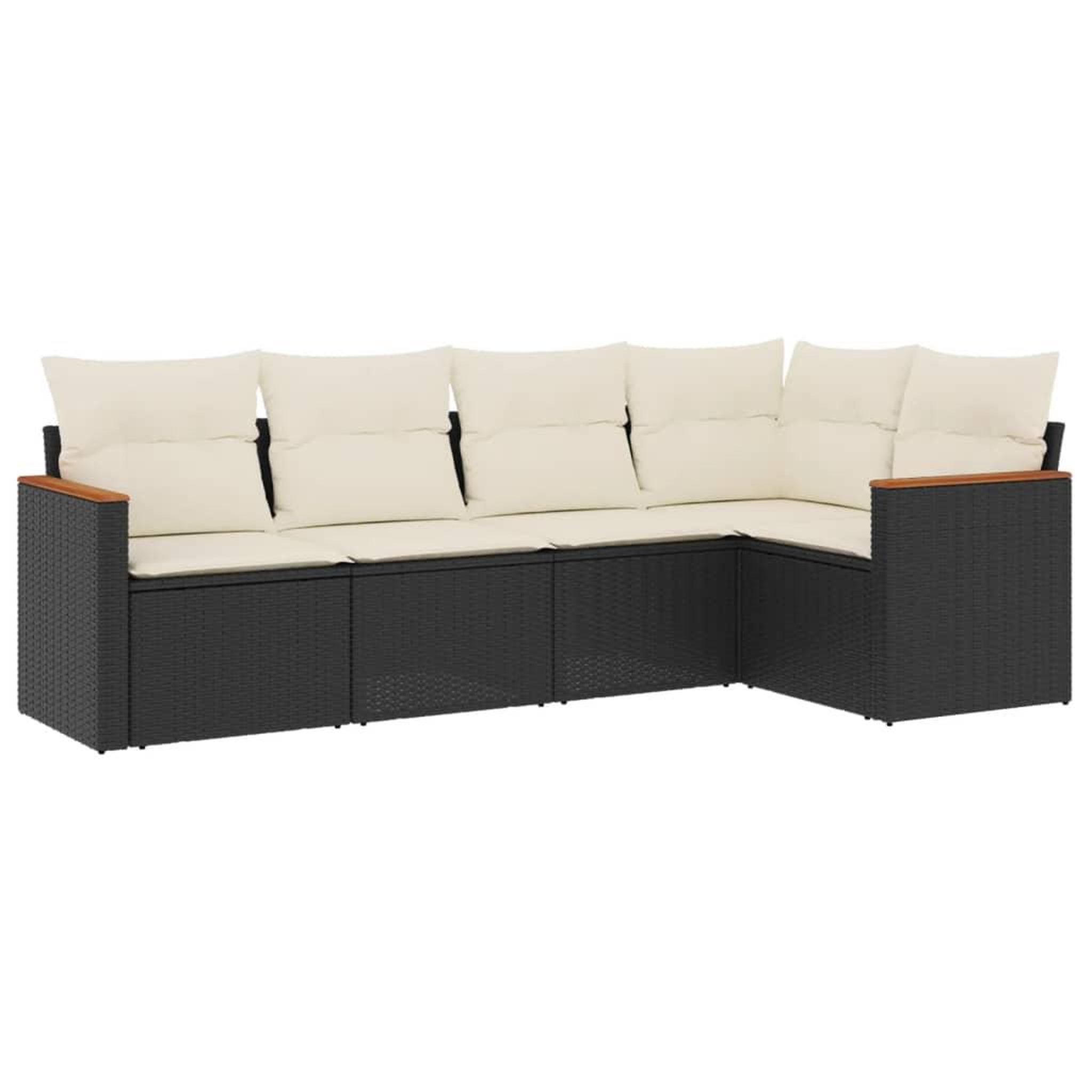 Voir la diapositive 2 : VIDAXL Salon de jardin 5 pcs avec coussins noir resine tressee