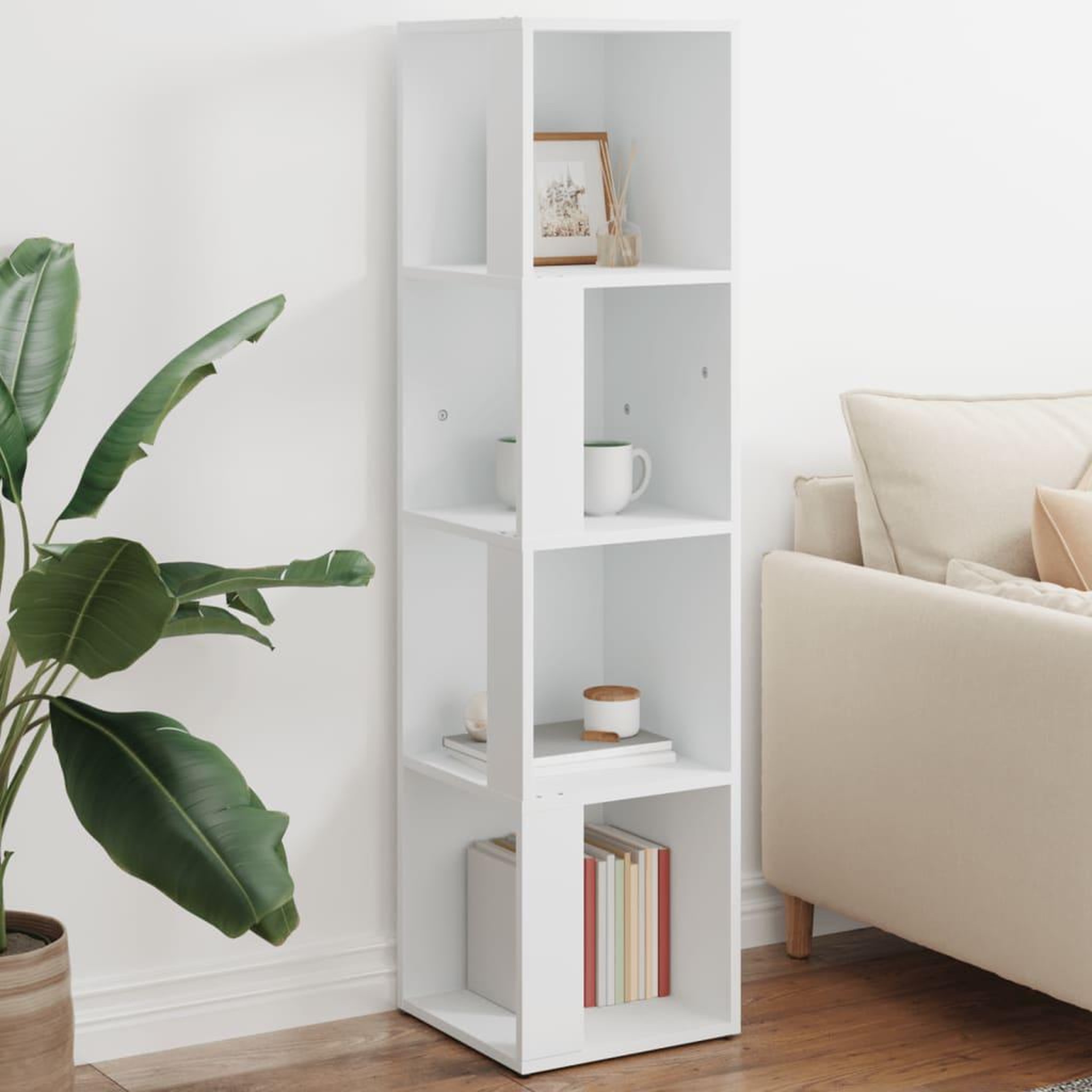 VIDAXL Armoire d'angle Blanc 33x33x132 cm Bois d'ingenierie
