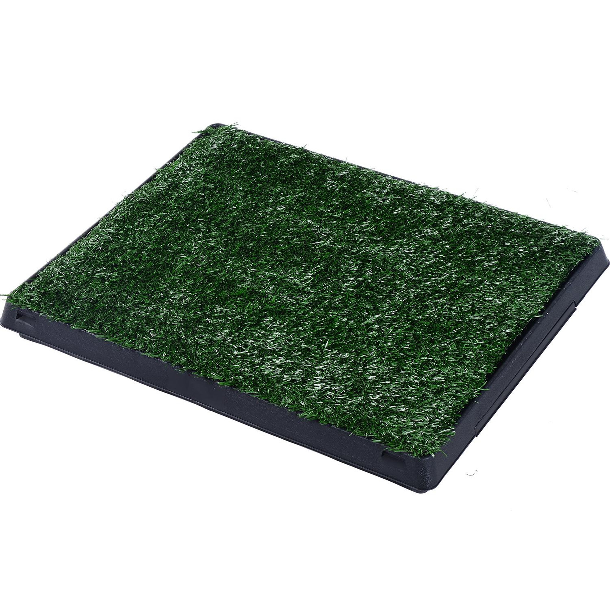 Voir la diapositive 1 : PAWHUT Litière gazon synthétique chiens toilettes portables à pelouse tiroir à déjection 63l x 51l x 6h cm noir vert