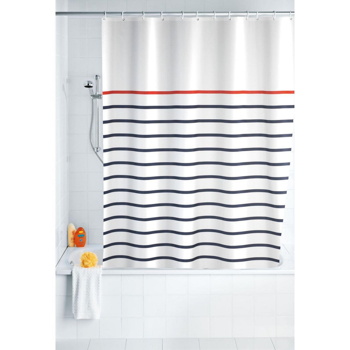 Wenko Rideau de douche Marine - Polyester - 180 x 200 cm - Blanc