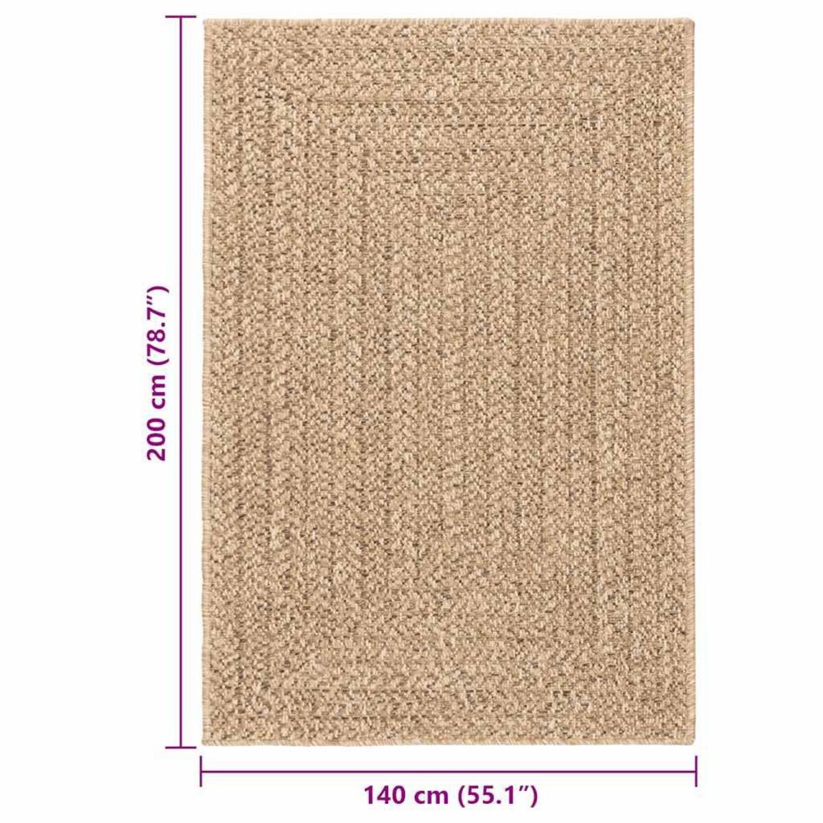 VIDAXL Tapis ZIZUR 140x200 cm aspect de jute interieur et exterieur