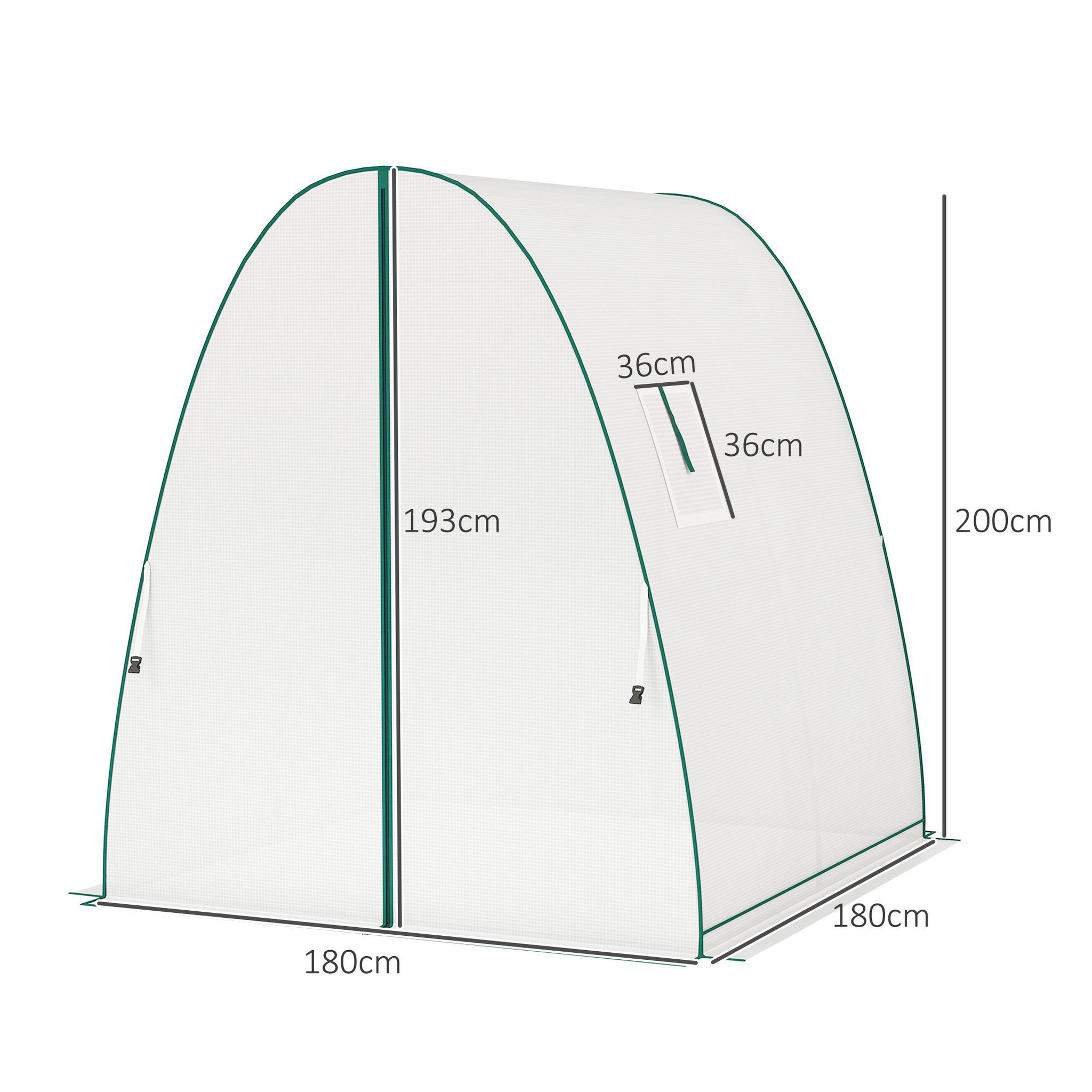 Voir la diapositive 3 : OUTSUNNY Serre tunnel de jardin 1,8 x 1,8 x 2 m - 2 portes enroulables zippées, 2 fenêtres - acier vert pe blanc
