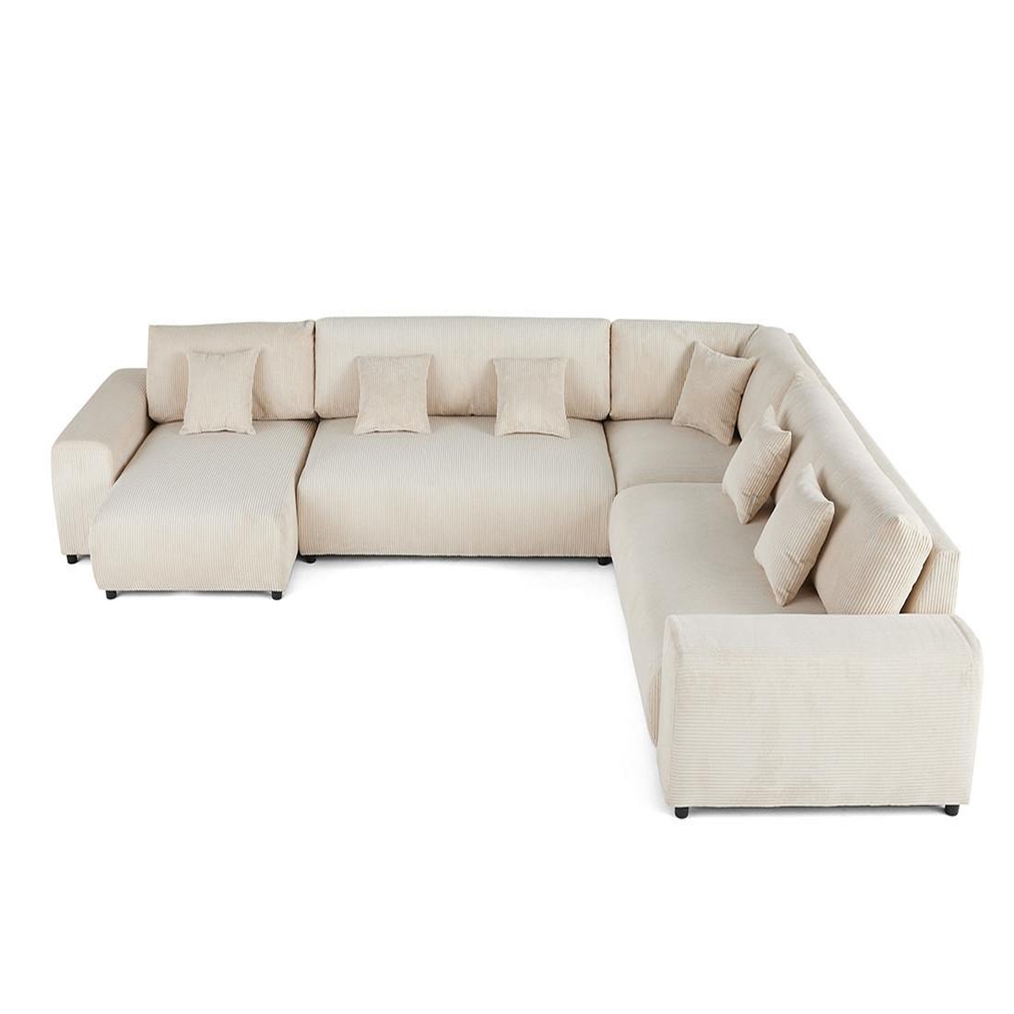 Voir la diapositive 1 : BEST MOBILIER Garance - canapé modulable d'angle droit - 8 places - en velours côtelé