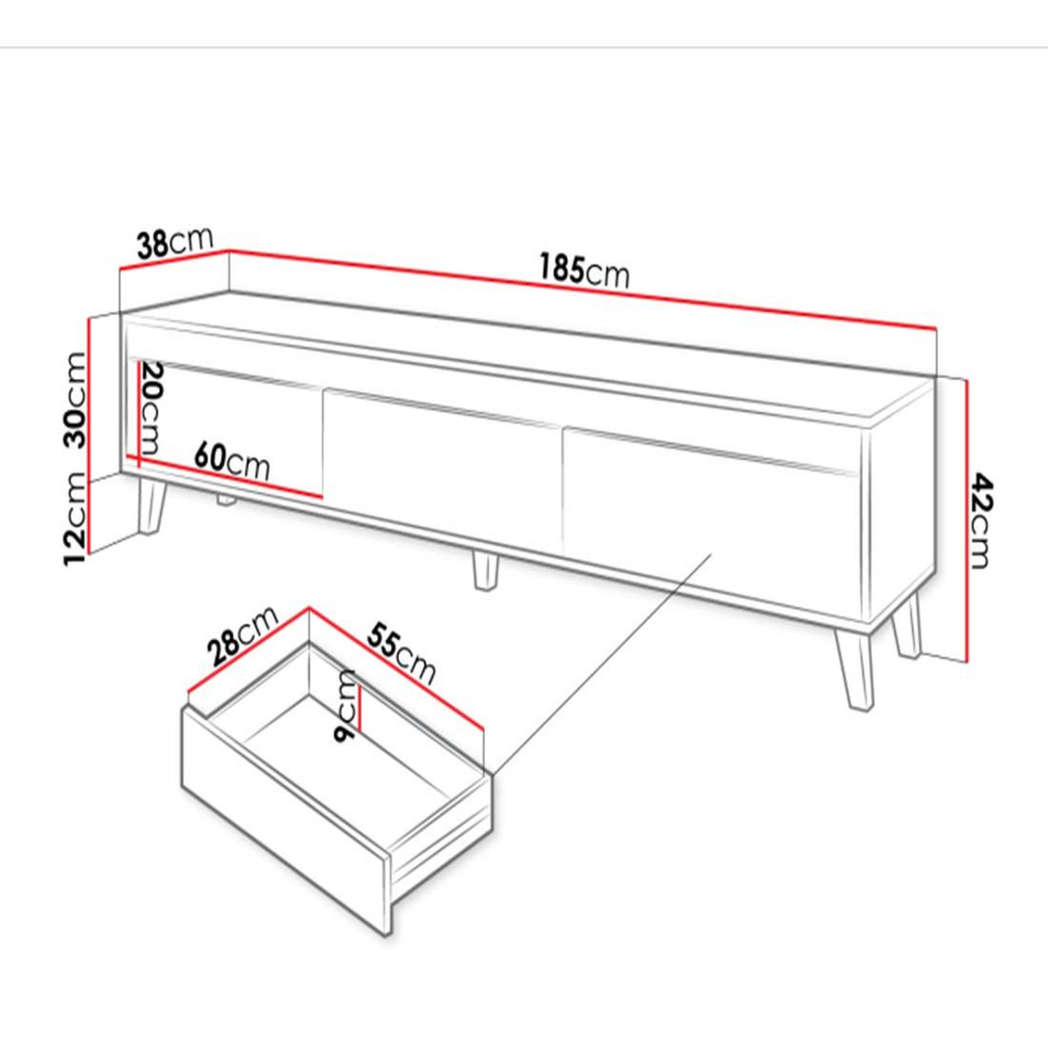 Voir la diapositive 5 : BEST MOBILIER Lord - meuble tv - effet bois et noir - 185 cm - style industriel