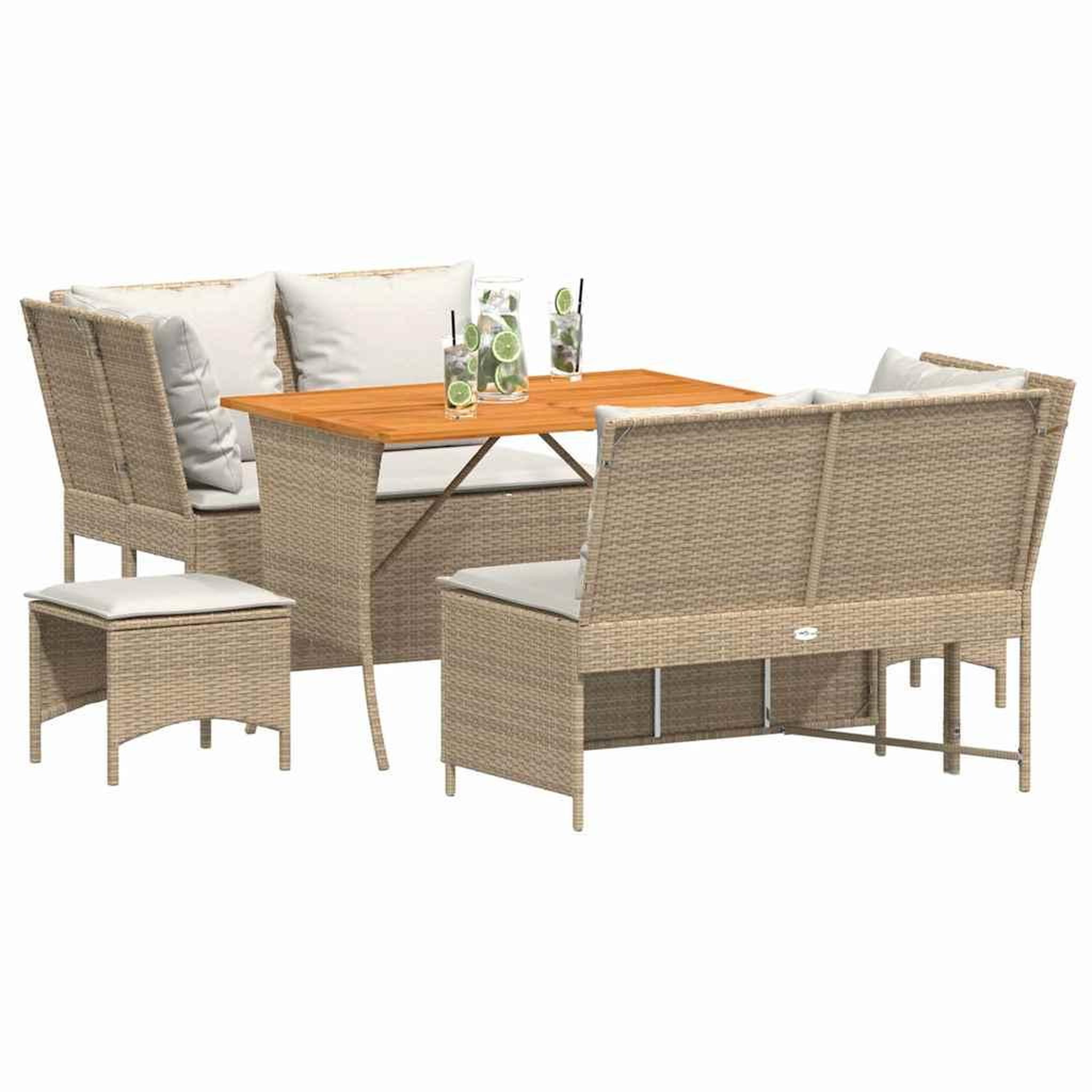 Voir la diapositive 4 : VIDAXL Salon de jardin avec coussins 5 pcs beige resine tressee