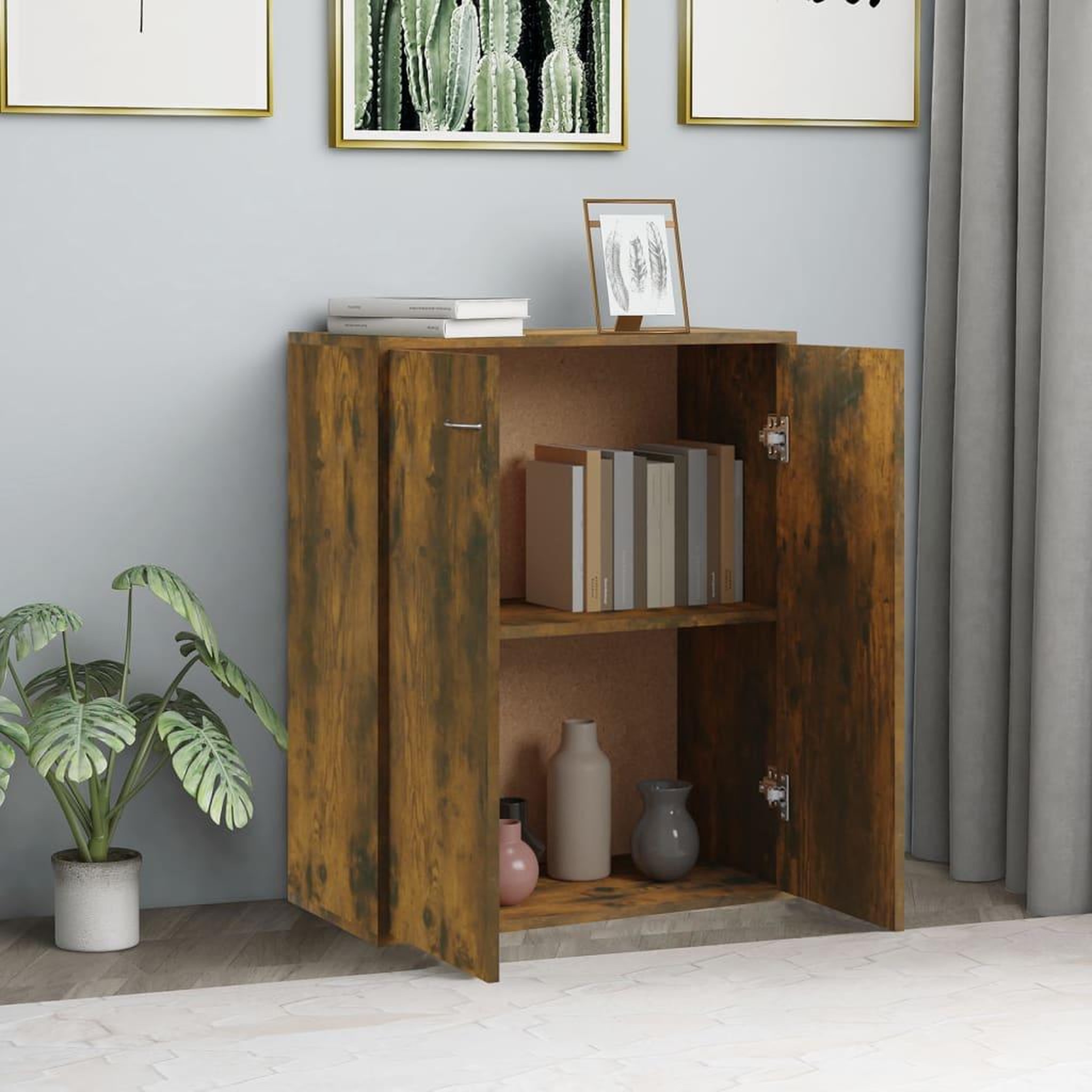 Voir la diapositive 3 : VIDAXL Buffet Chene fume 60x30x75 cm Bois d'ingenierie