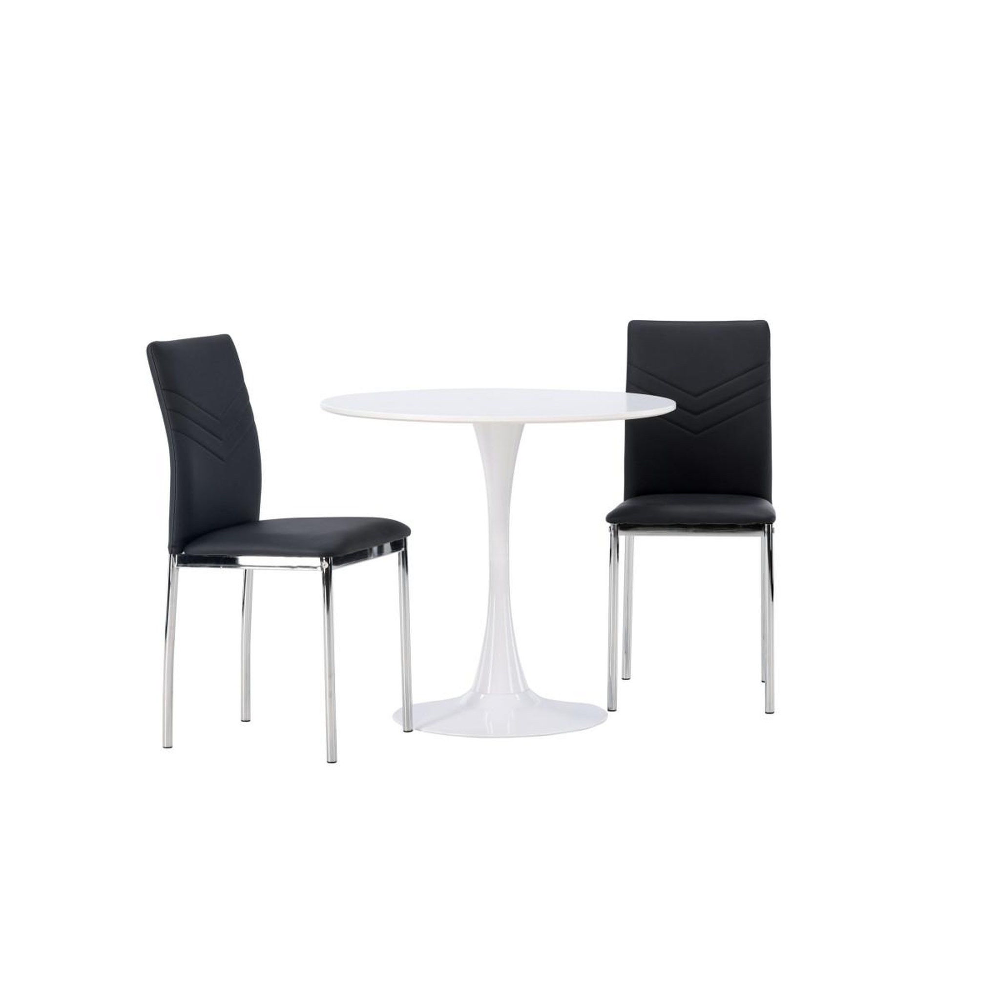 Voir la diapositive 4 : Paris Prix Ensemble table à manger & 2 chaises  hamden & lily  80cm blanc & noir