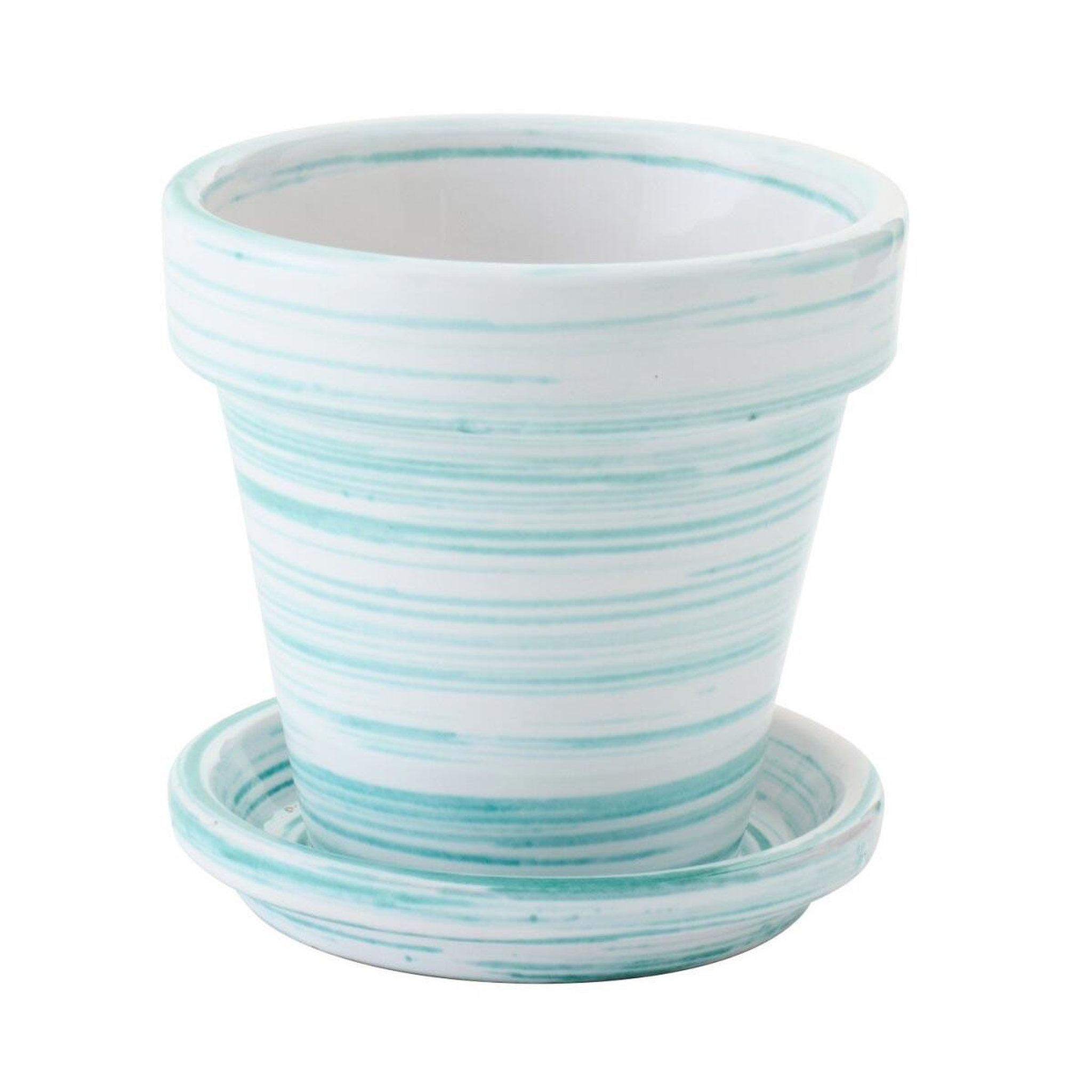 J-LINE Cache-pot avec soucoupe  julio  21cm vert menthe