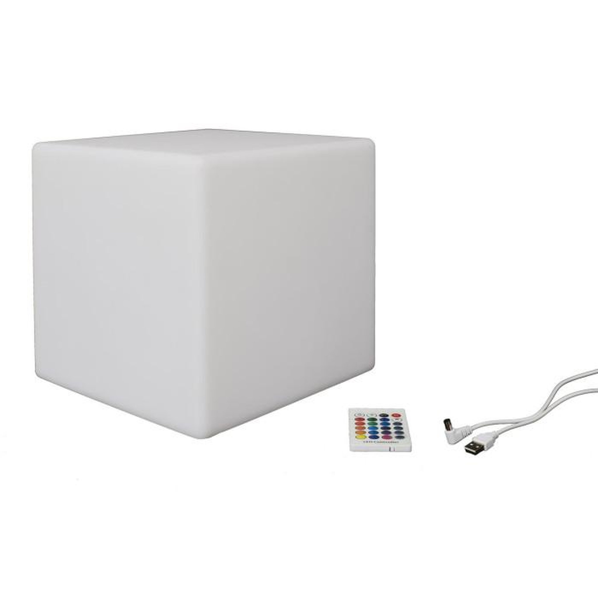 Voir la diapositive 3 : Paris Prix Lampe Cube d'Extérieur  Télécommande  25cm Blanc