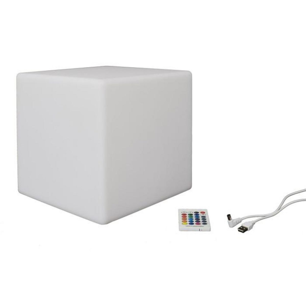 Paris Prix Lampe Cube d'Extérieur  Télécommande  25cm Blanc