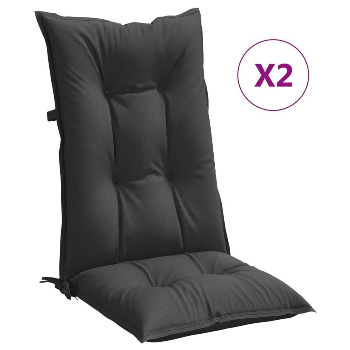 VIDAXL Coussins de chaise a dossier haut lot de 2 anthracite melange