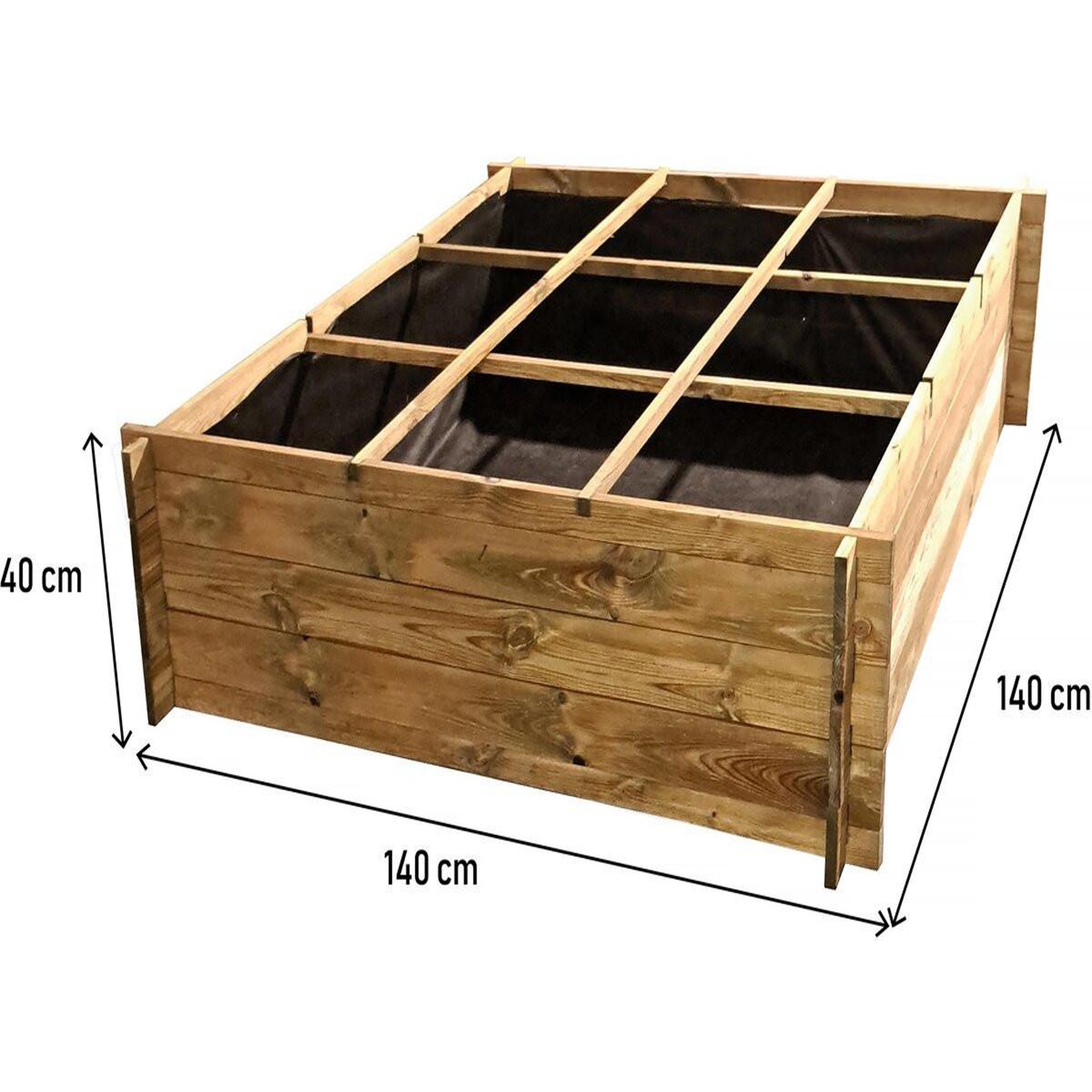 Voir la diapositive 2 : Habitat et Jardin Carré potager en bois  nigelle  - 140 x 140 x 40 cm