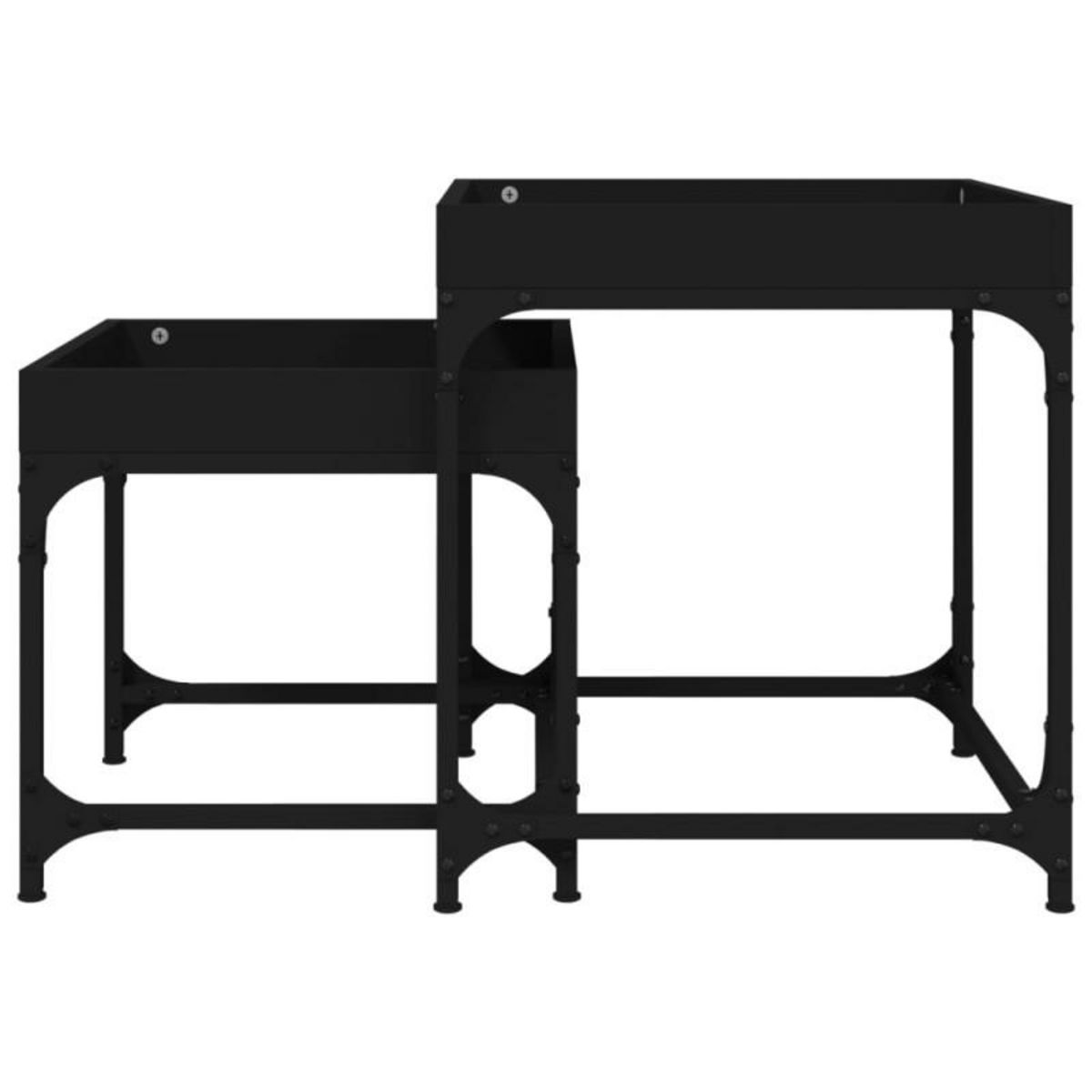 VIDAXL Tables d appoint 2 pcs Noir Bois d ingénierie