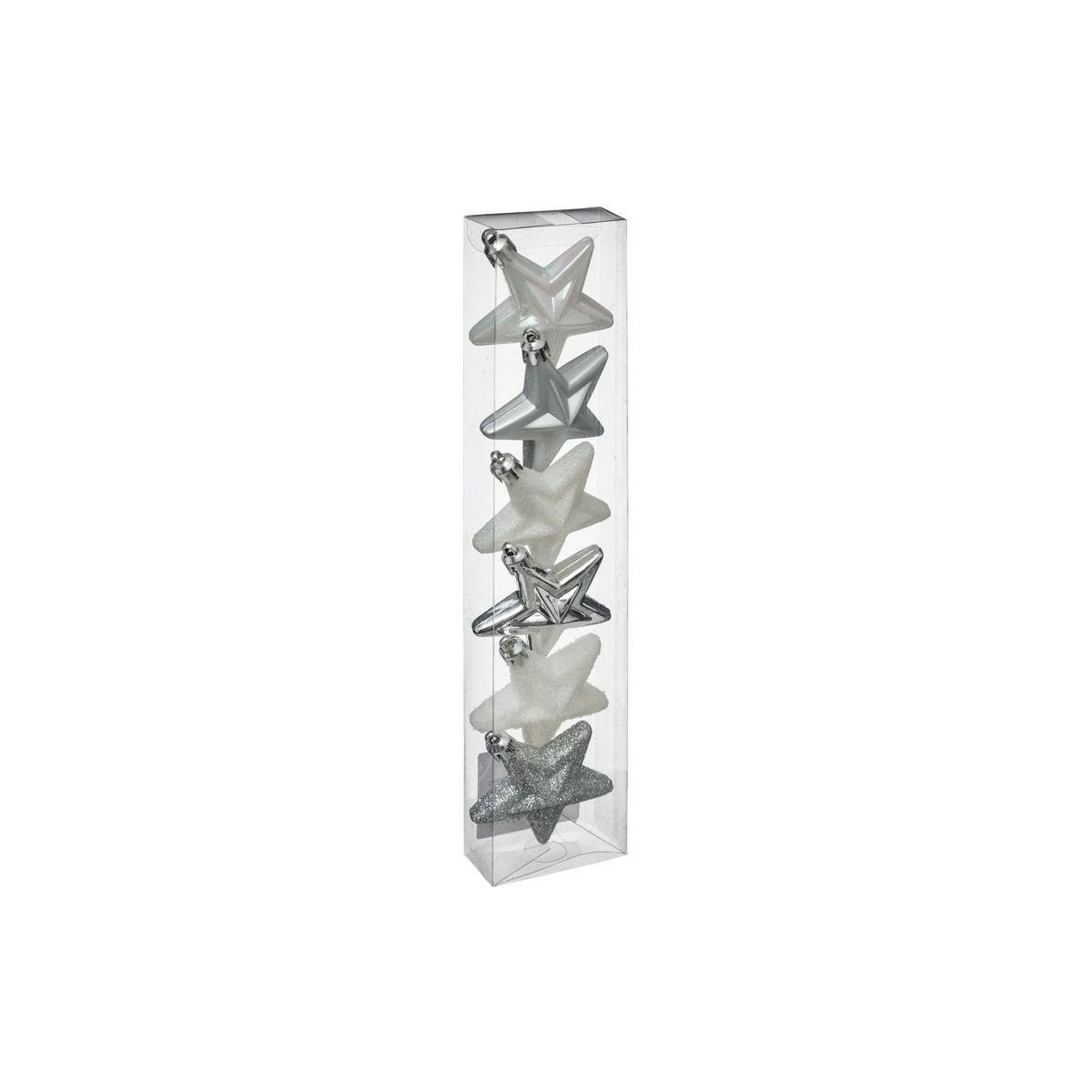 FEERIC LIGHT & CHRISTMAS Sujet de noël 6 étoiles  polaire  6cm argent & blanc