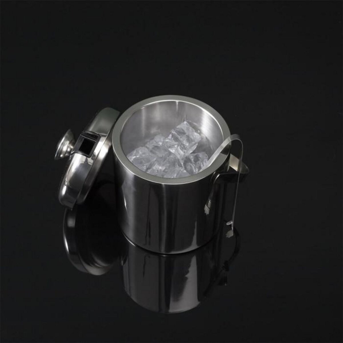 Paris Prix Seau à Glace en Métal  Couvercle  1,3L Argent