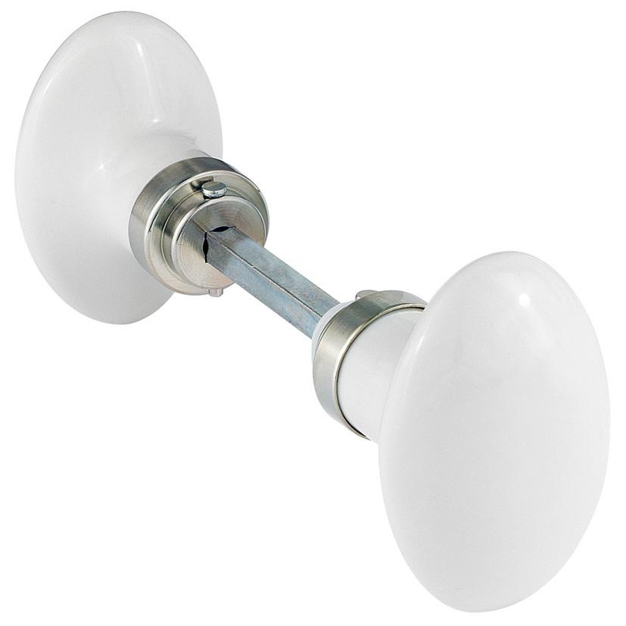 CENTRALE BRICO Lot de 2 boutons de porte Uni porcelaine de limoges nickelé mat