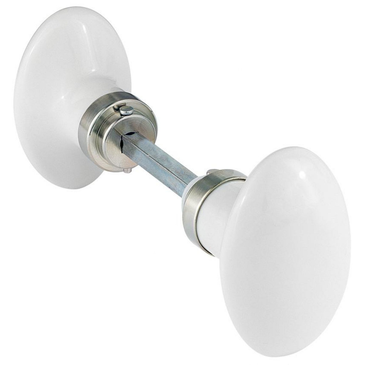 CENTRALE BRICO Lot de 2 boutons de porte Uni porcelaine de limoges nickelé mat