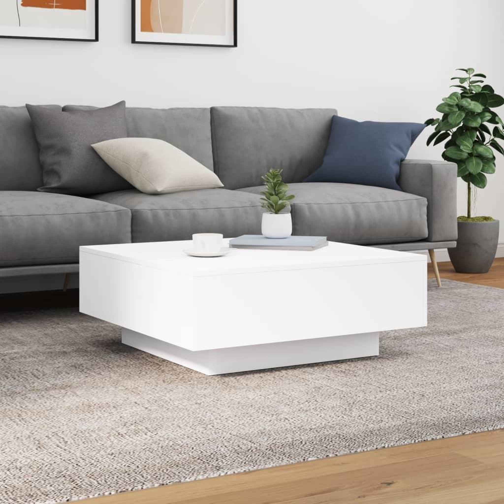 Voir la diapositive 5 : VIDAXL Table basse avec lumieres LED blanc 80x80x31 cm