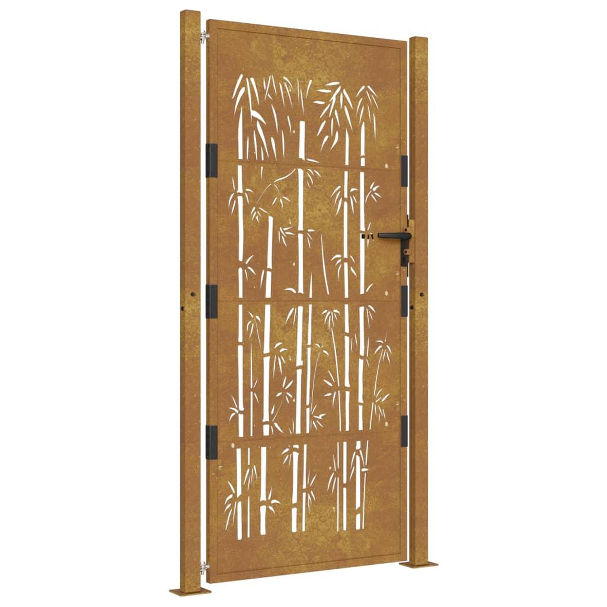 Voir la diapositive 2 : VIDAXL Portail de jardin 105x205 cm acier corten design de bambou