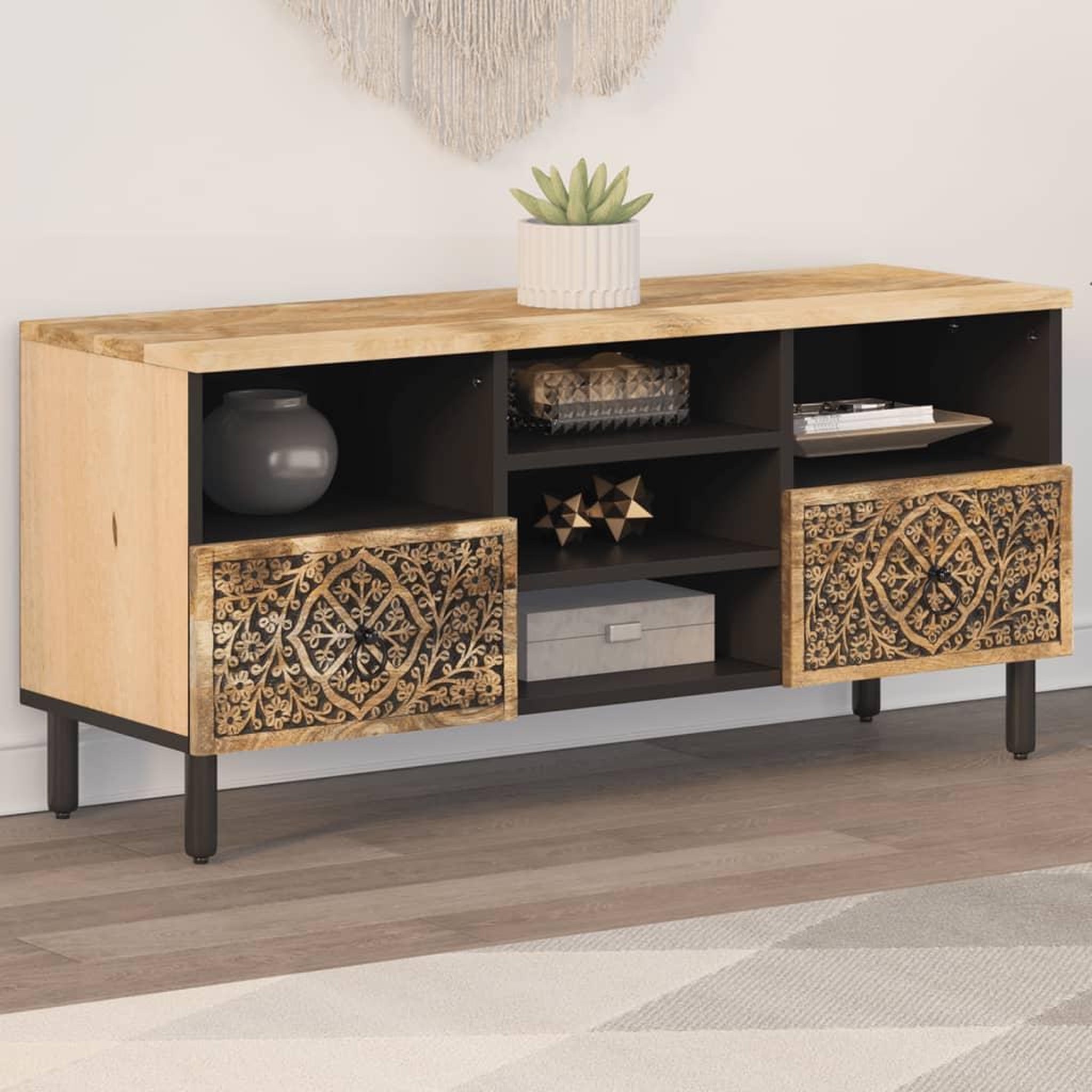 VIDAXL Meuble TV 100x33x46 cm bois massif de manguier
