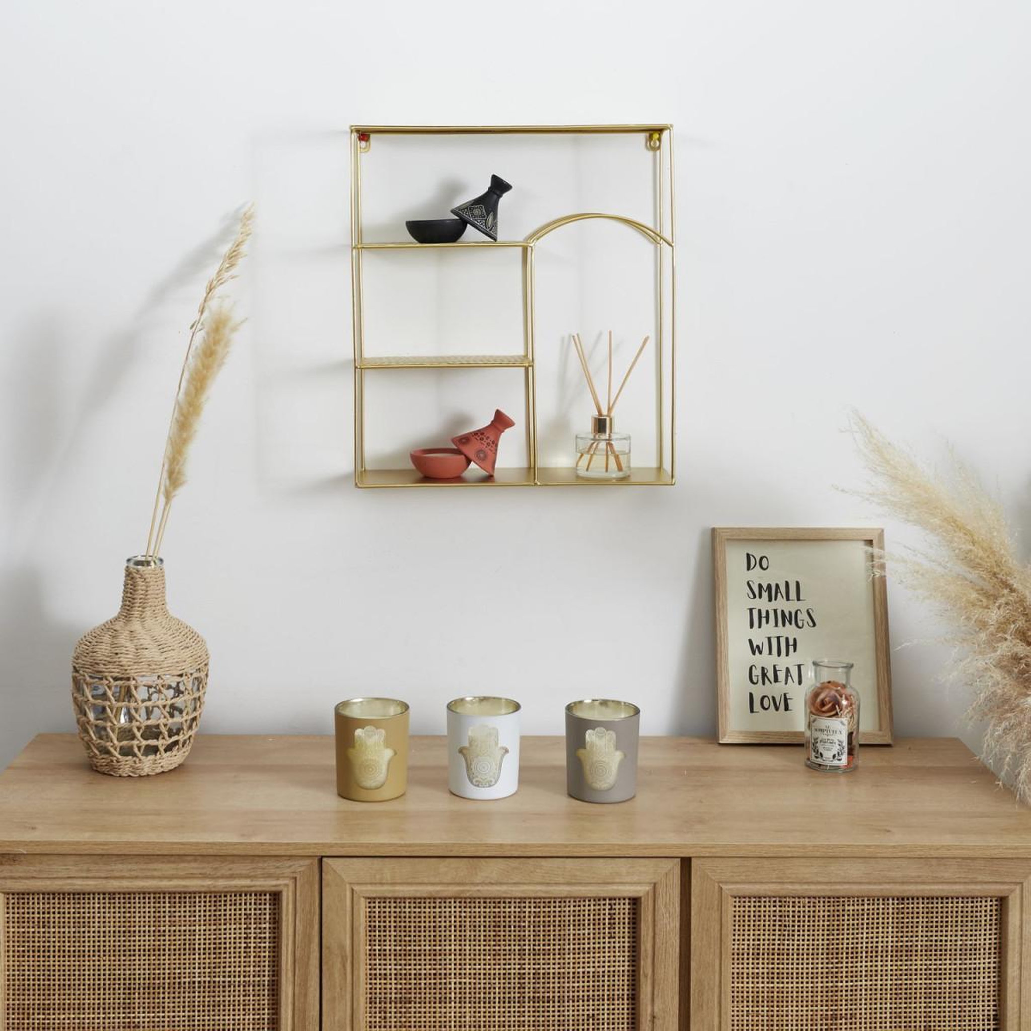 Voir la diapositive 4 : The Home Deco Factory Étagère murale en métal martelé  alia  45cm or