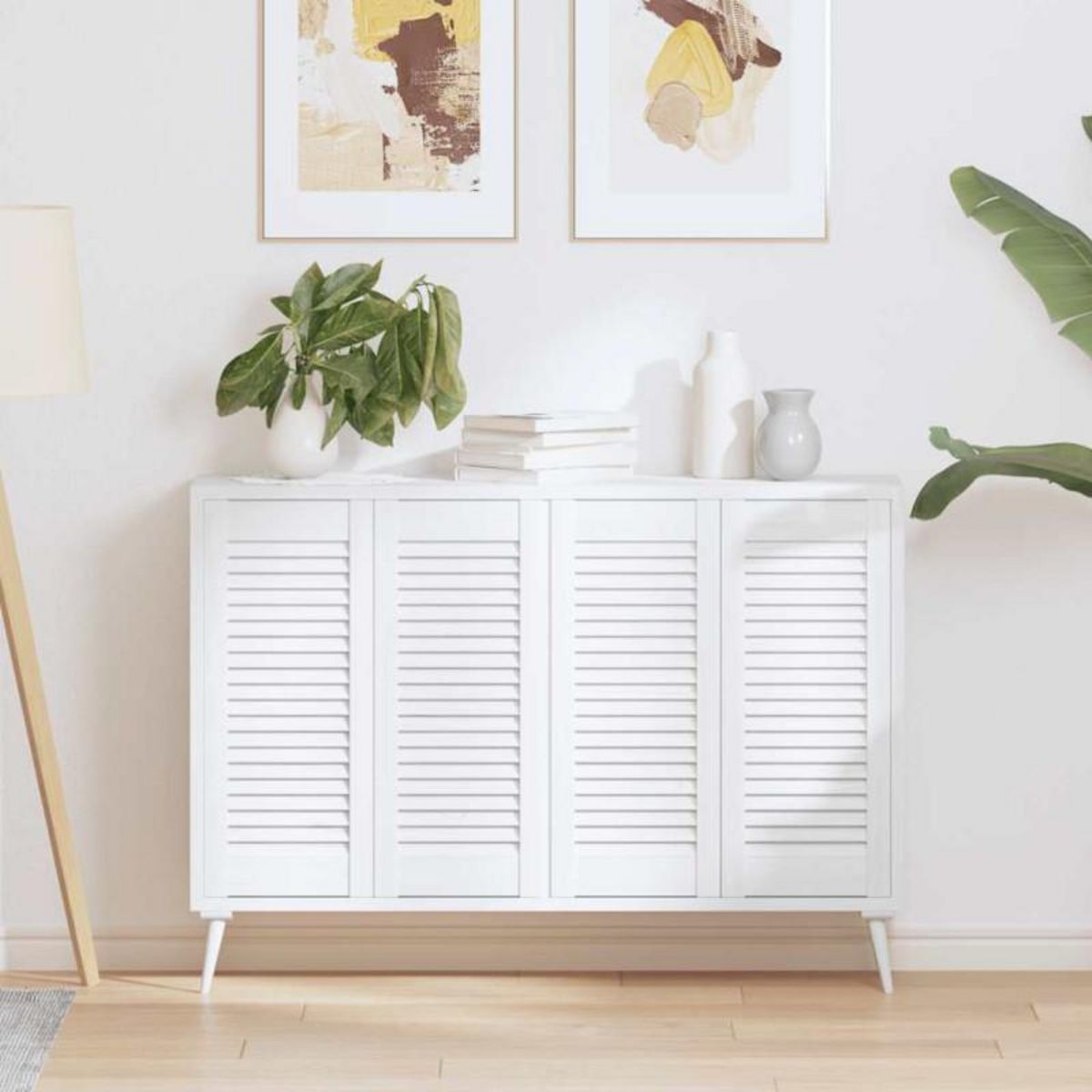 VIDAXL Portes d armoire à persiennes 4 pcs blanc 69x29,5 cm