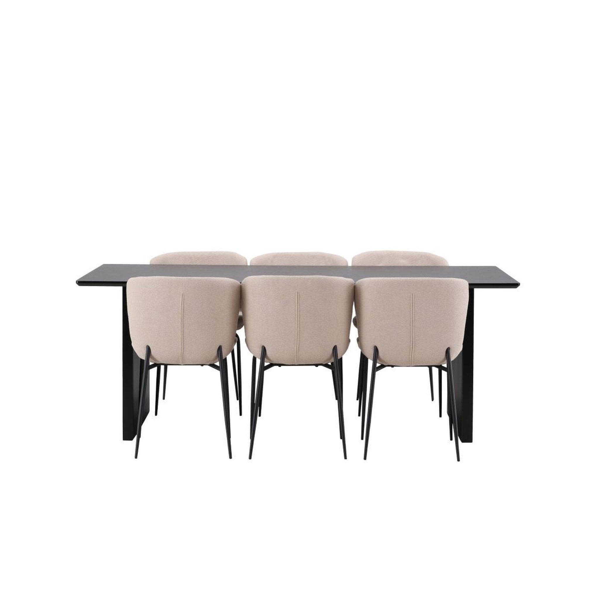 Voir la diapositive 4 : Paris Prix Ensemble table à manger & 6 chaises  vail & modesto  200cm noir & beige