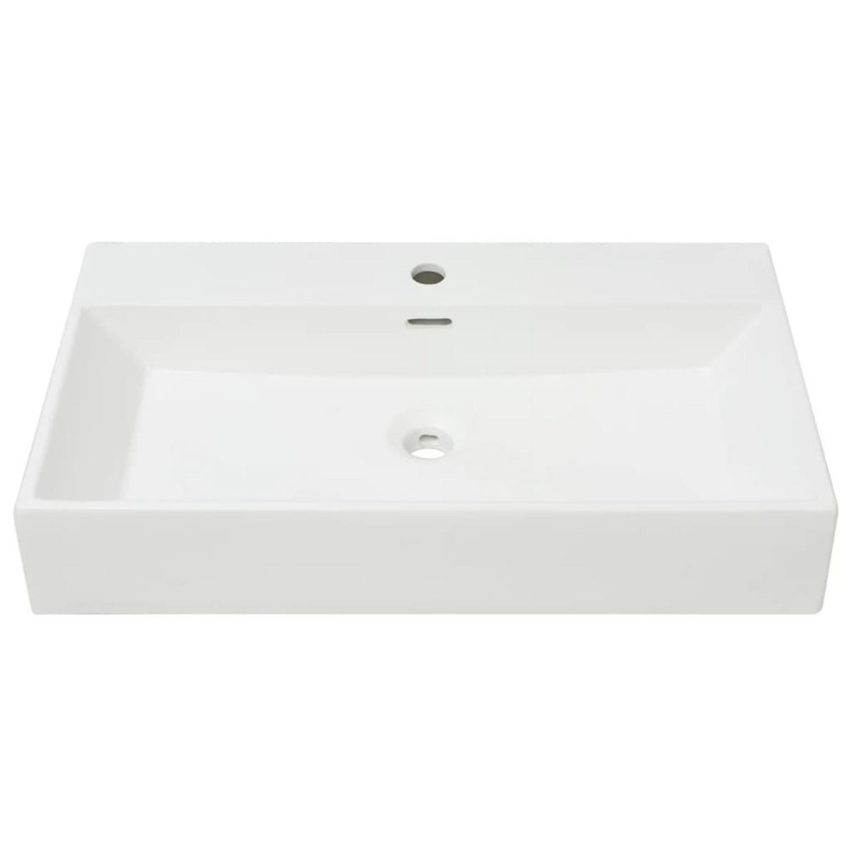 VIDAXL Vasque avec trou de robinet en ceramique Blanc 76x42,5x14,5 cm