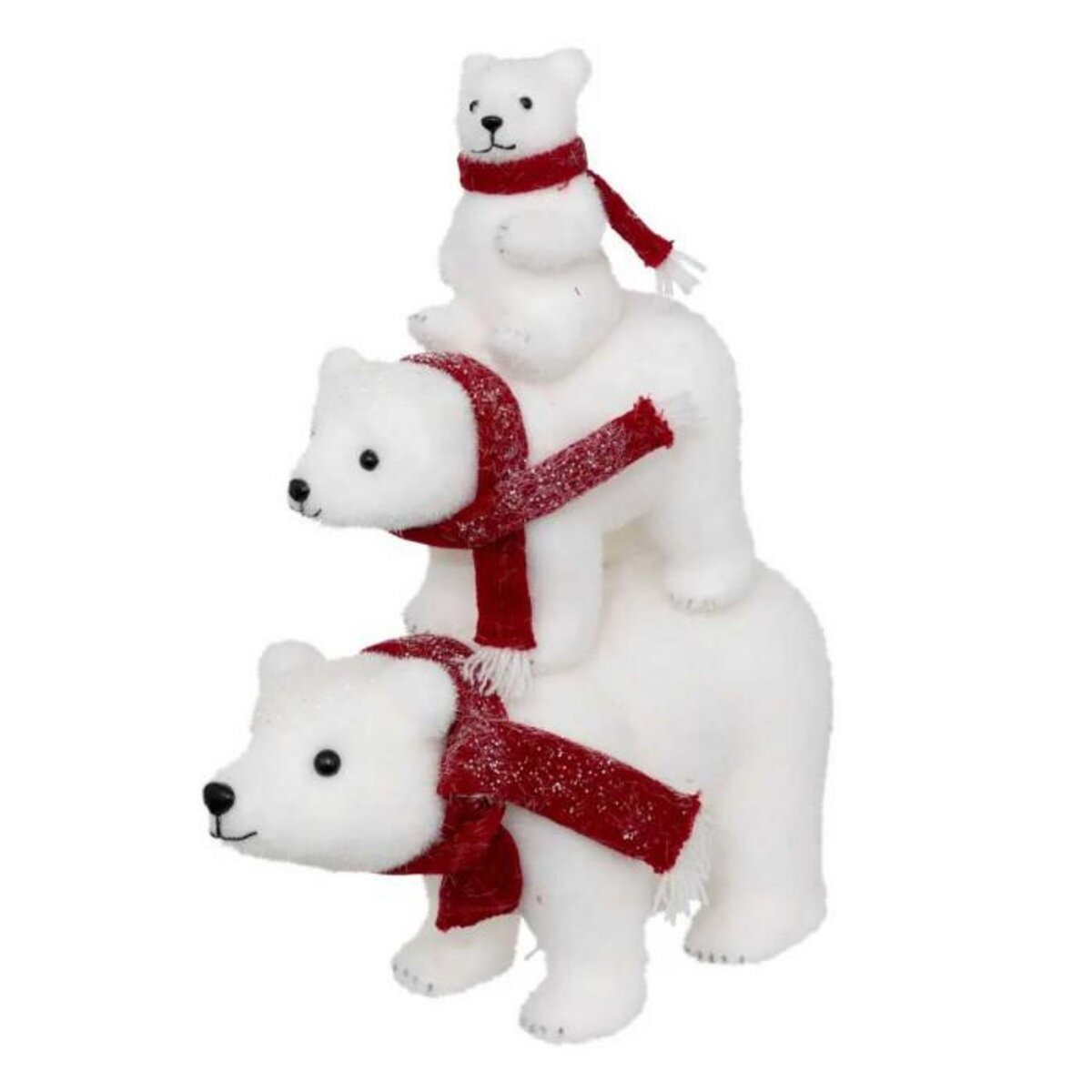 ATMOSPHERA Statuette Pyramide Ours  Écharpe  43cm Blanc