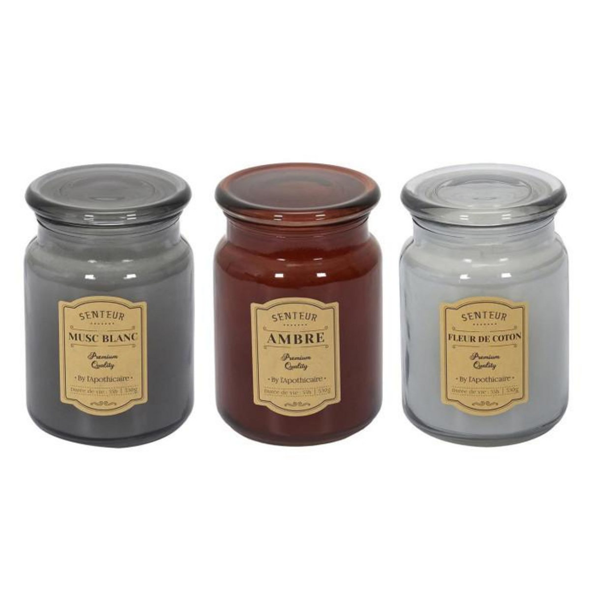 Paris Prix Lot de 3 Bougies Parfumées  Apoth  14cm Multicolore