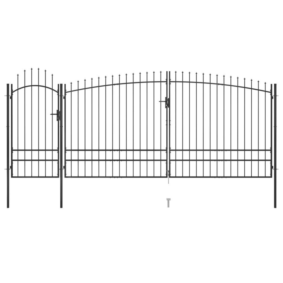 VIDAXL Portail de cloture de jardin avec dessus en lance 5x2,45 m Noir