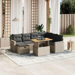VIDAXL Salon de jardin 8 pcs avec coussins gris resine tressee