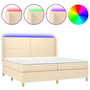 Voir la diapositive 2 : VIDAXL Sommier a lattes de lit matelas et LED Creme 200x200 cm Tissu