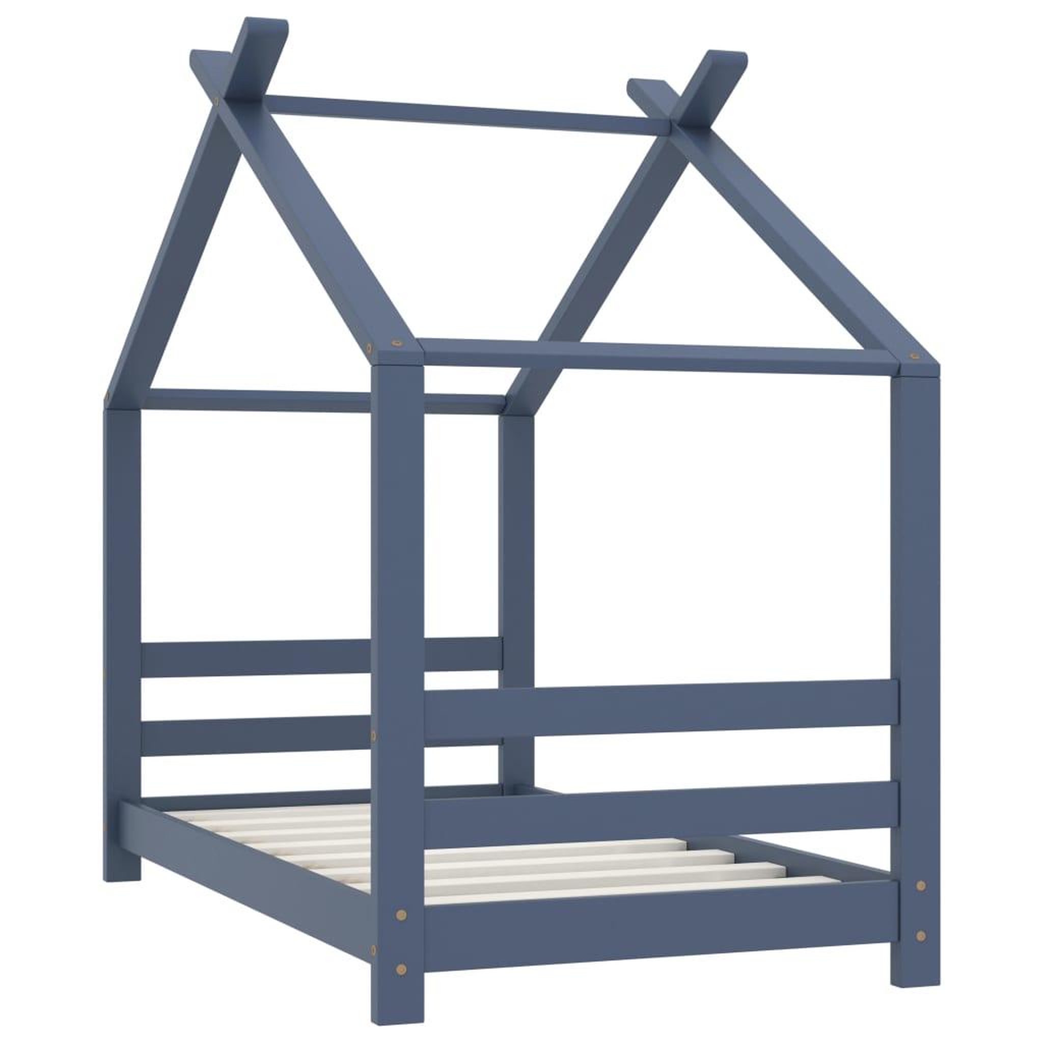 Voir la diapositive 2 : VIDAXL Cadre de lit d'enfant Gris Bois de pin massif 70x140 cm