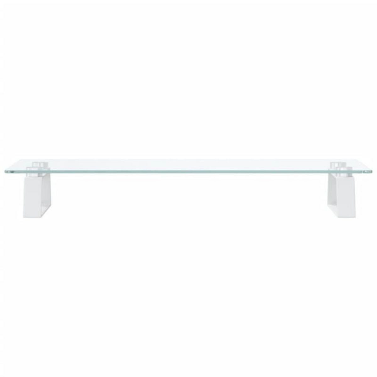 VIDAXL Support de moniteur blanc 60x20x8 cm verre trempé et métal