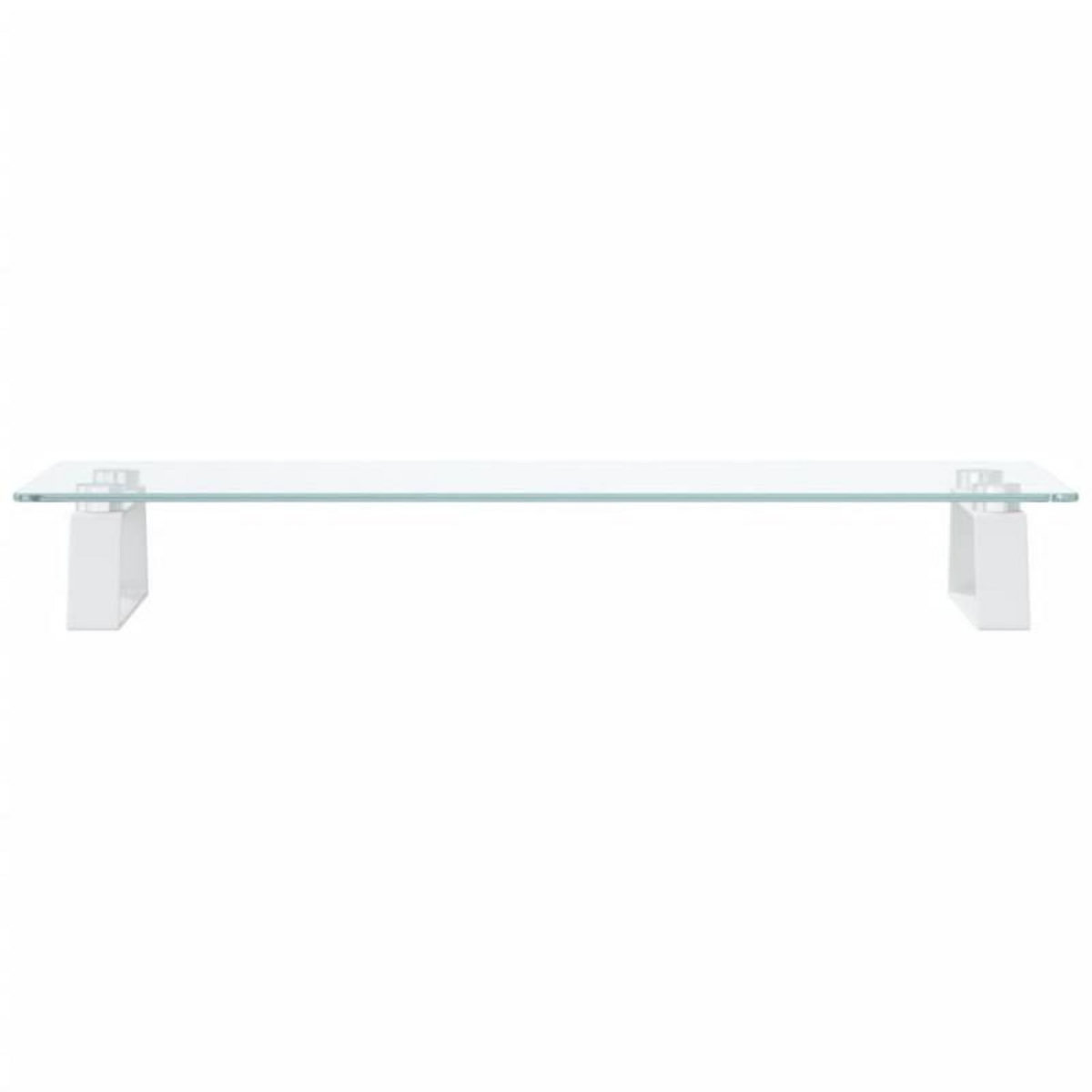 VIDAXL Support de moniteur blanc 60x20x8 cm verre trempé et métal