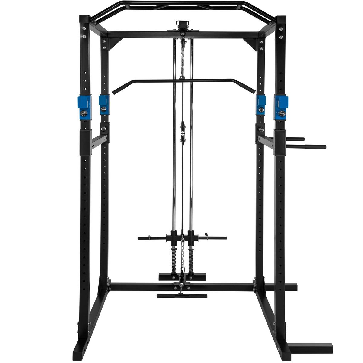 tectake Cage de musculation avec traction latissimus noir/bleu