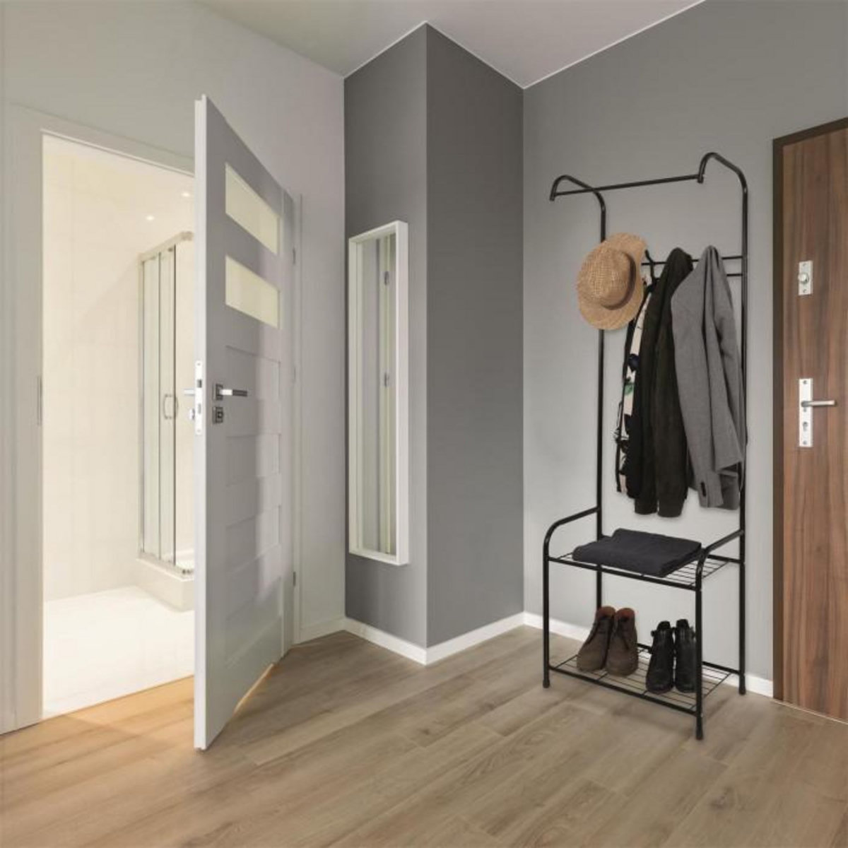 Paris Prix Meuble d'Entrée Vestiaire  2 Niveaux  170cm Noir