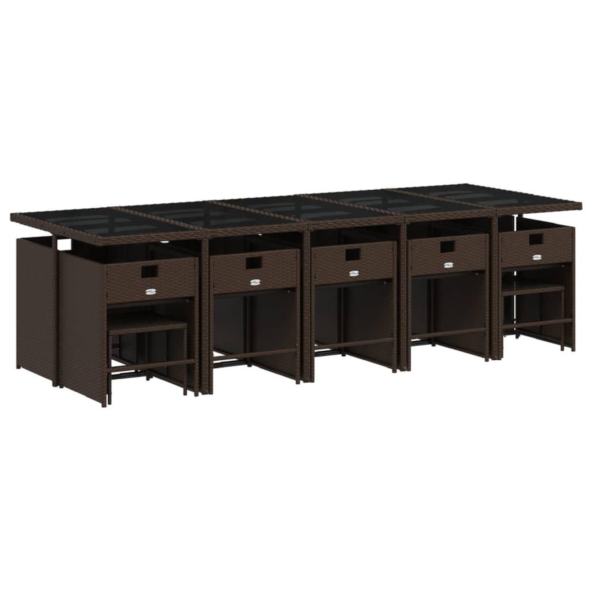 Voir la diapositive 4 : VIDAXL Ensemble a manger de jardin avec coussins 15 pcs marron rotin