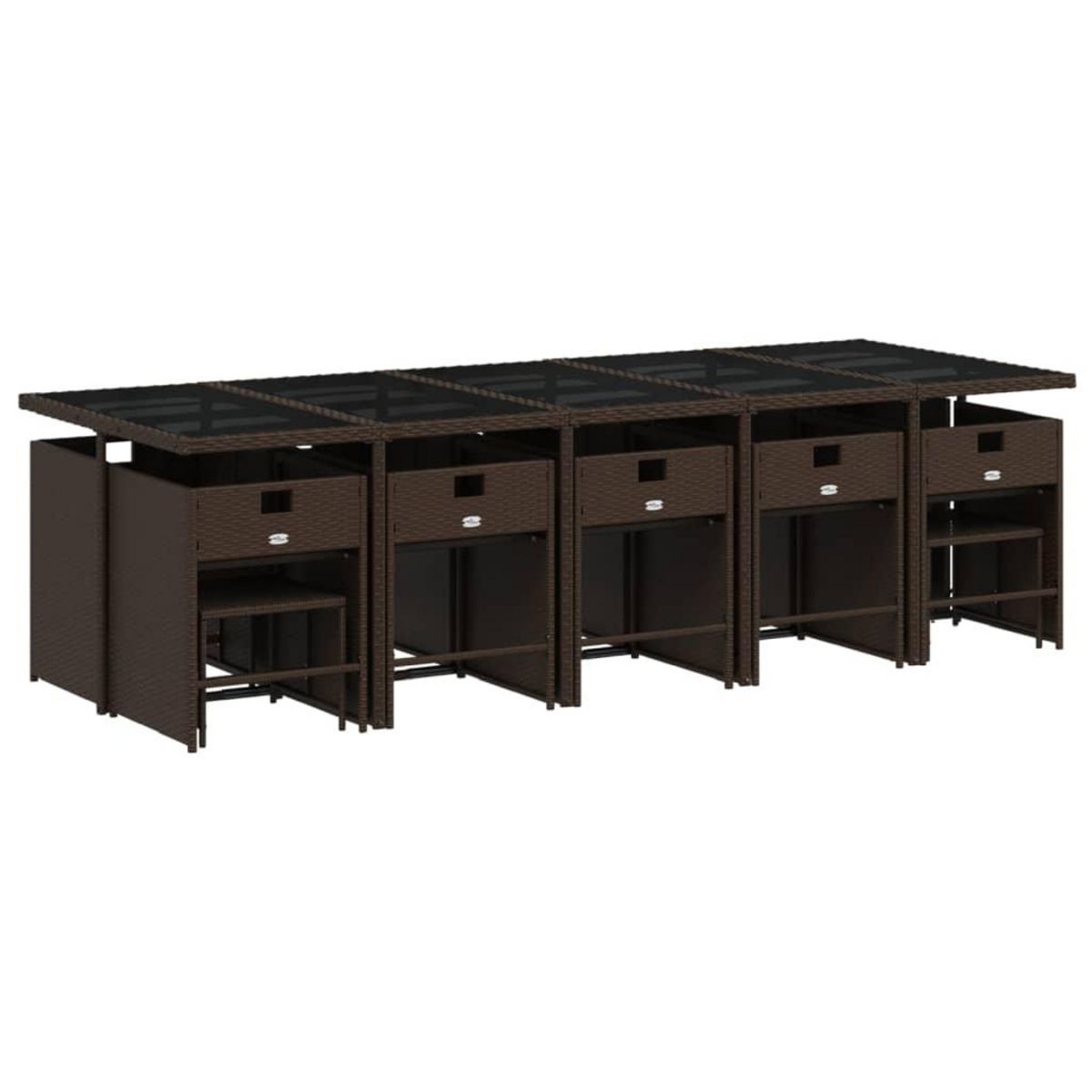 VIDAXL Ensemble a manger de jardin avec coussins 15 pcs marron rotin